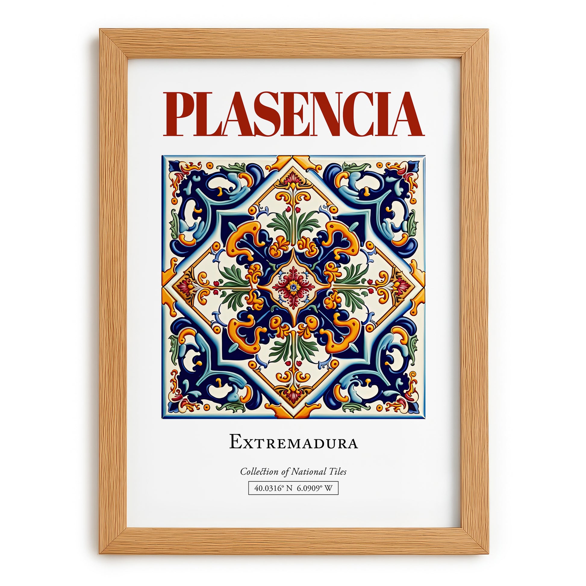 Plasencia, Spain – Travel Wall Decor, set in oak frame