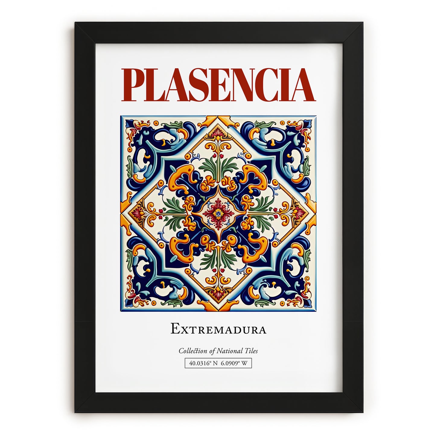 Plasencia, Spain – Travel Wall Decor, in sleek black frame