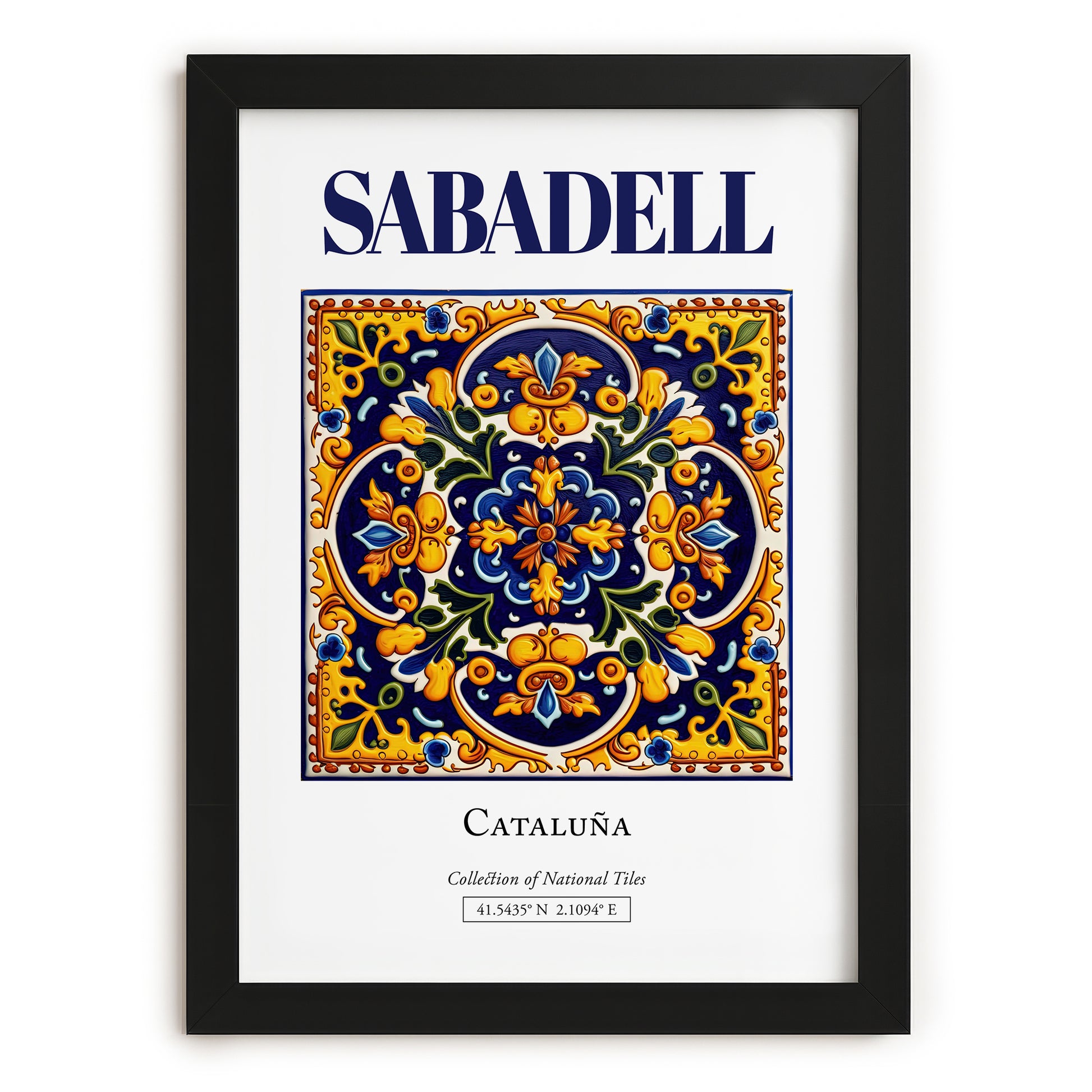 Sabadell, Spain – Cityscape Wall Art, in sleek black frame