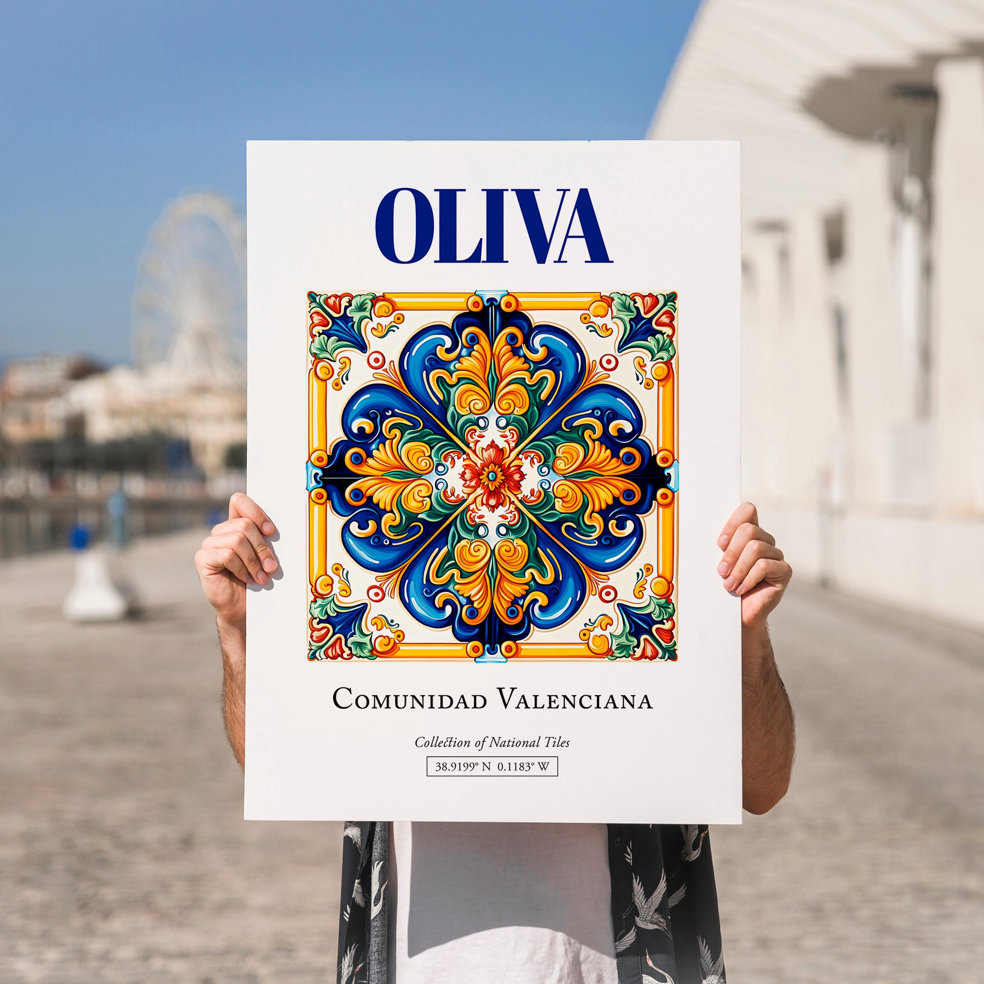 Oliva, Spain – Travel Print, no-text version framed in wood