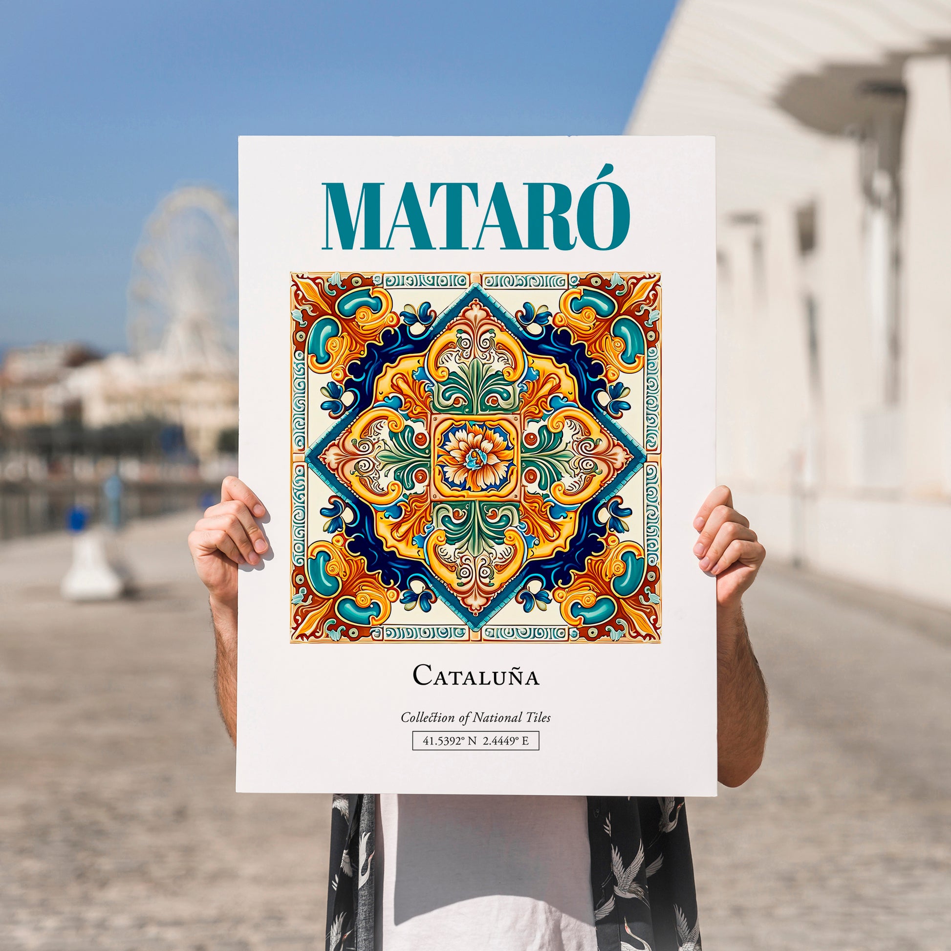 Mataró, Spain – Travel Wall Decor, no-text version framed in wood