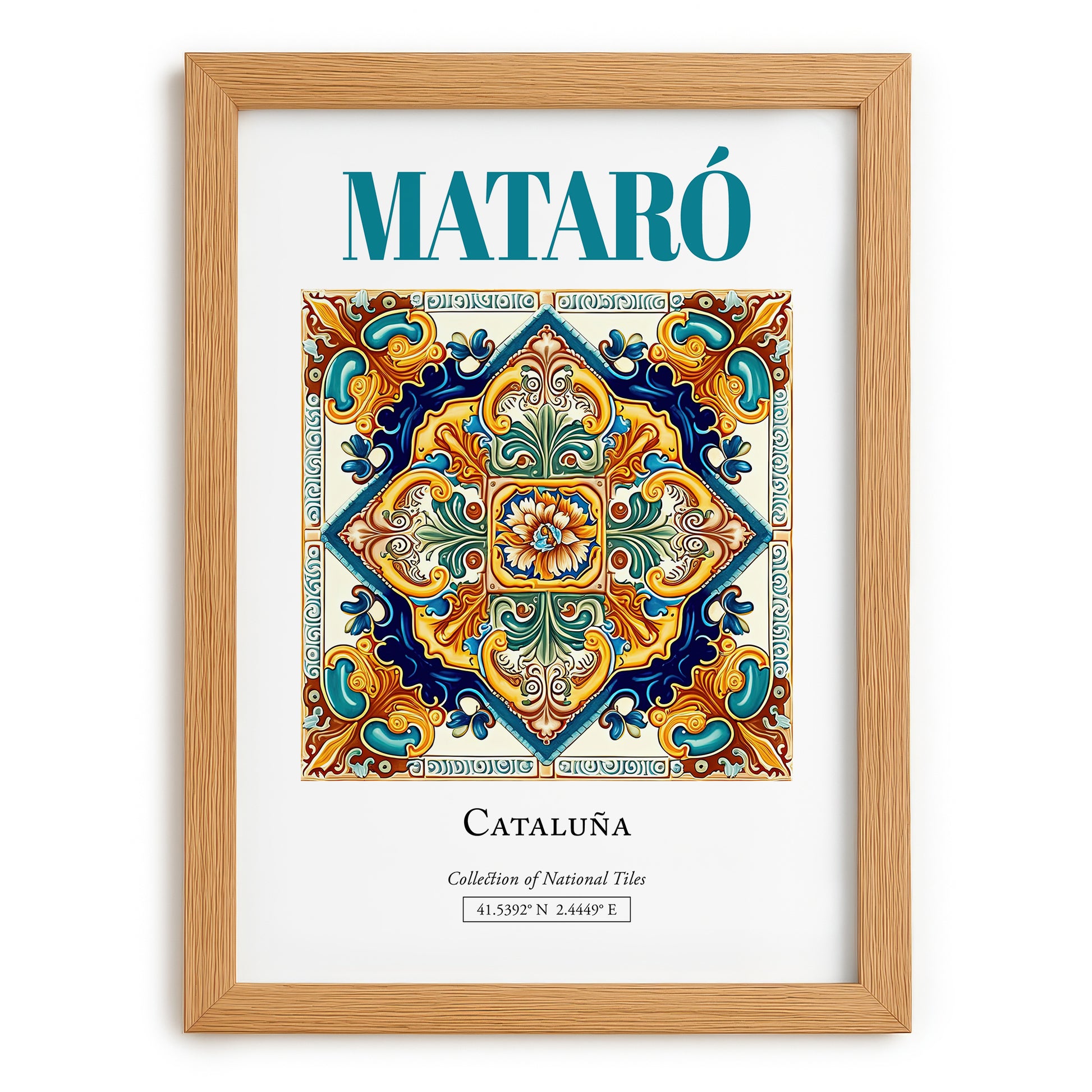 Mataró, Spain – Travel Wall Decor, set in oak frame
