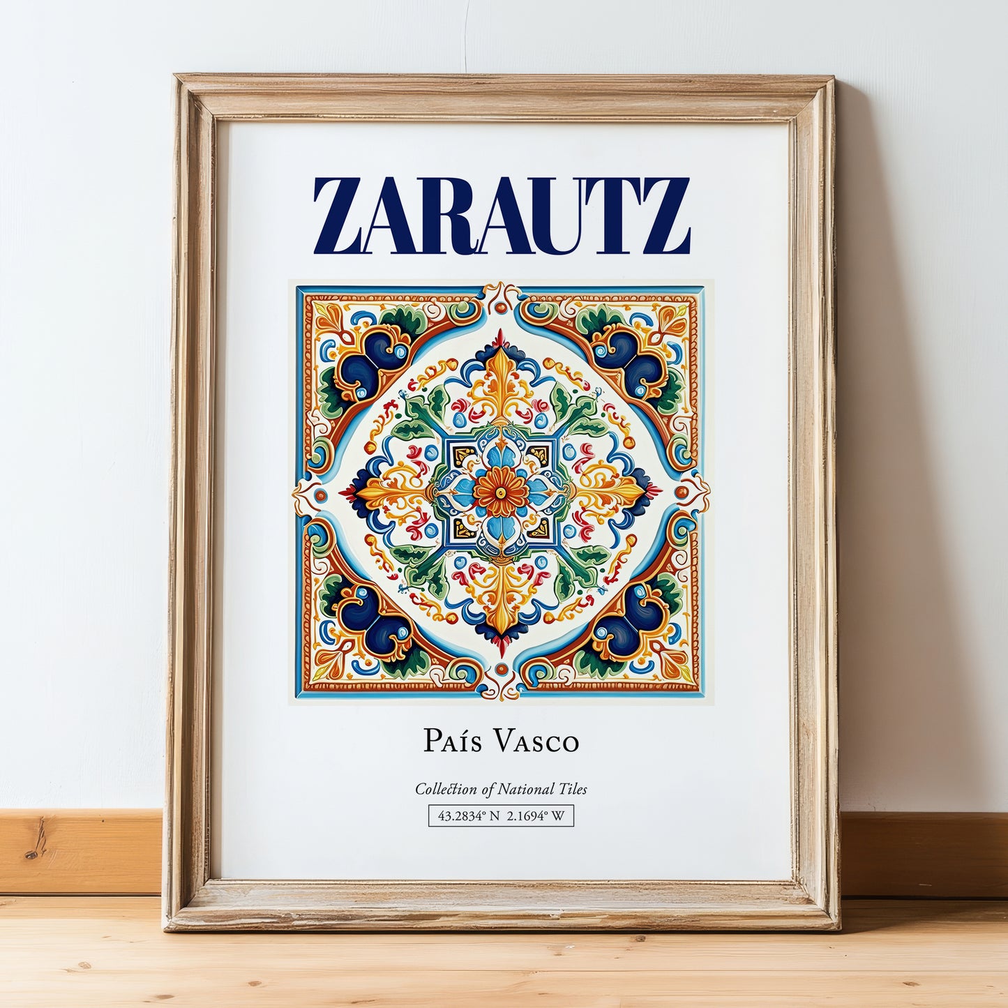 Zarautz, Spain – Dream Destination Decor, in wooden frame leaning on the floor