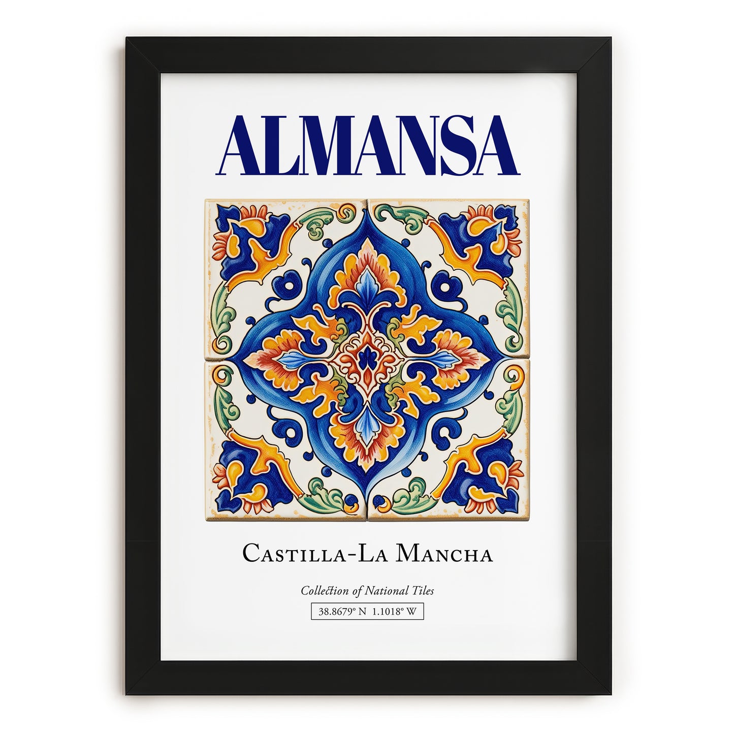 Almansa, Spain – Travel Poster, in sleek black frame