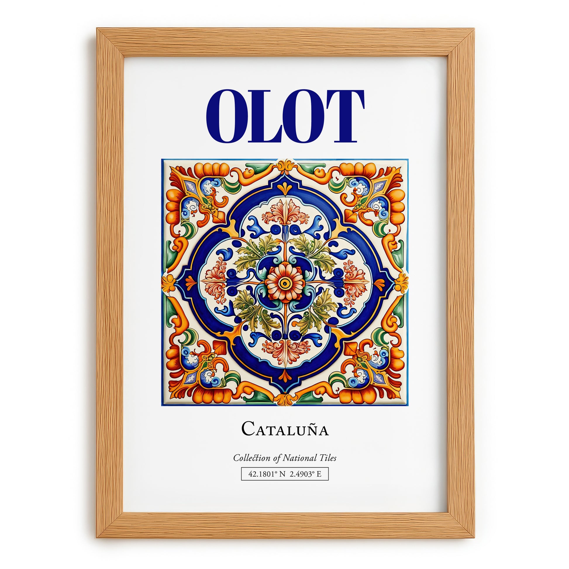 Olot, Spain – Historic Cities Art Print, set in oak frame