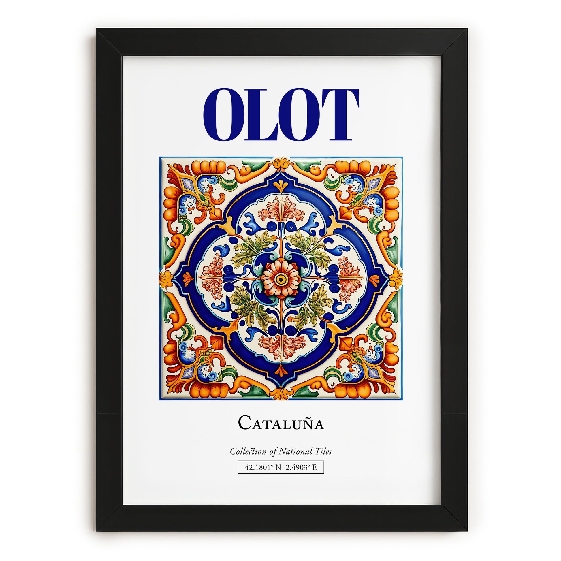 Olot, Spain – Historic Cities Art Print, in sleek black frame