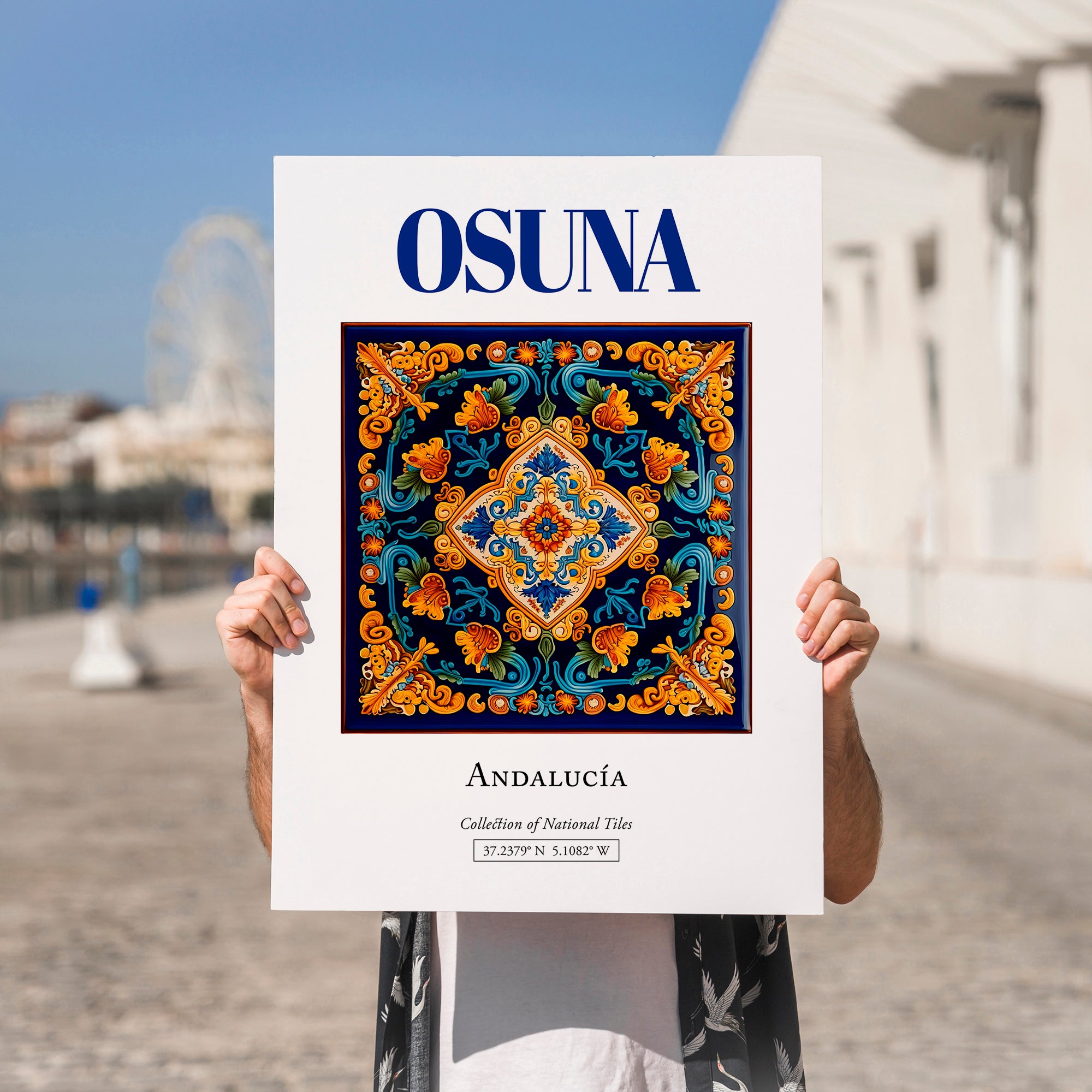 Osuna, Spain – Cityscape Wall Art, no-text version framed in wood