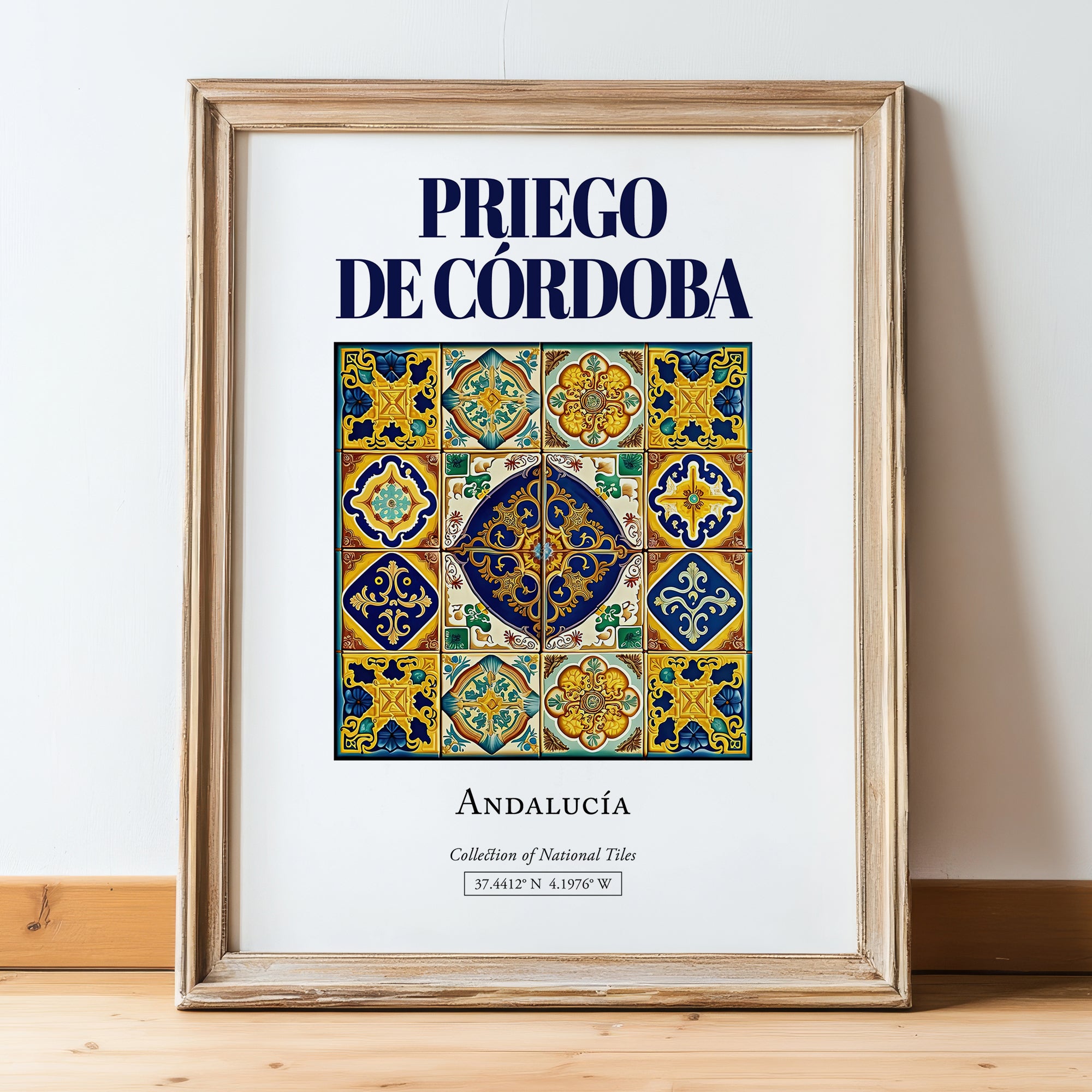 Priego de Córdoba, Spain – Travel Print, in wooden frame leaning on the floor