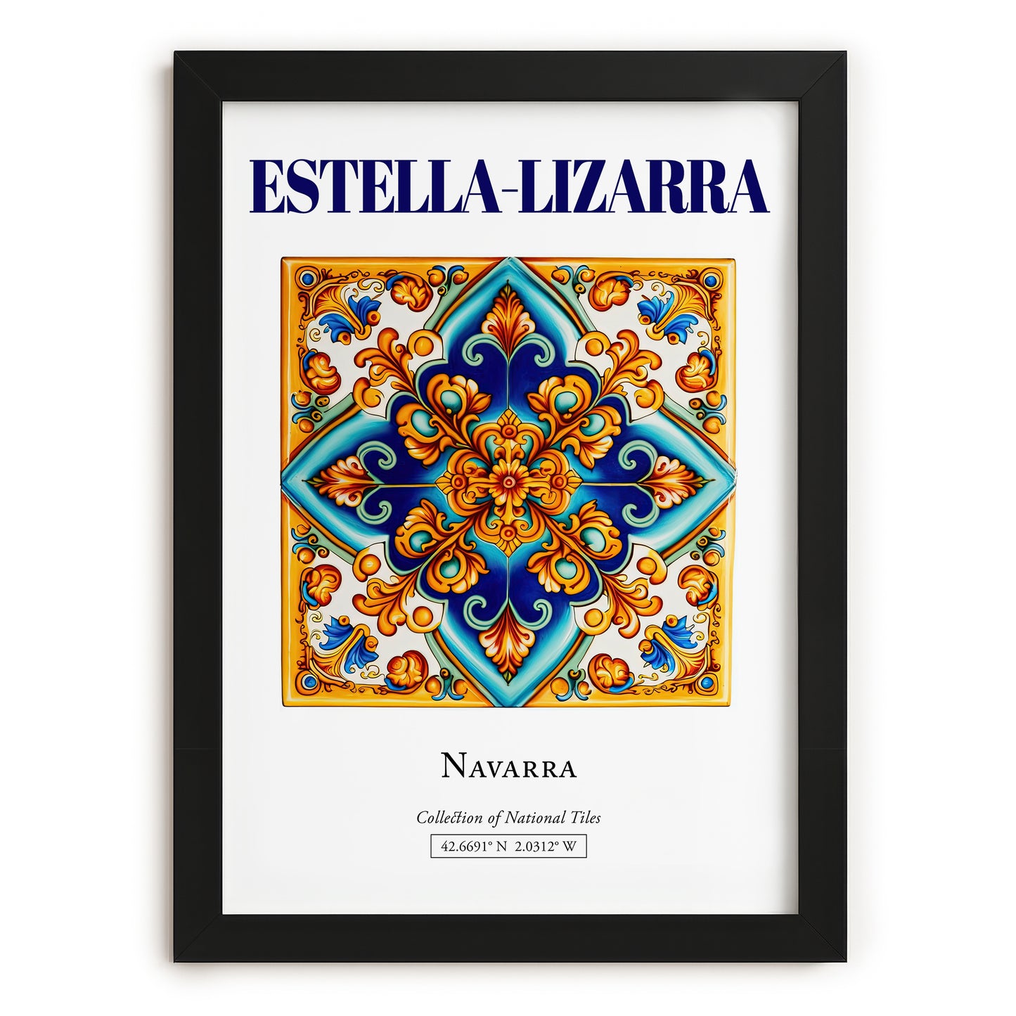 Estella-Lizarra, Spain – Architectural Travel Art, in sleek black frame