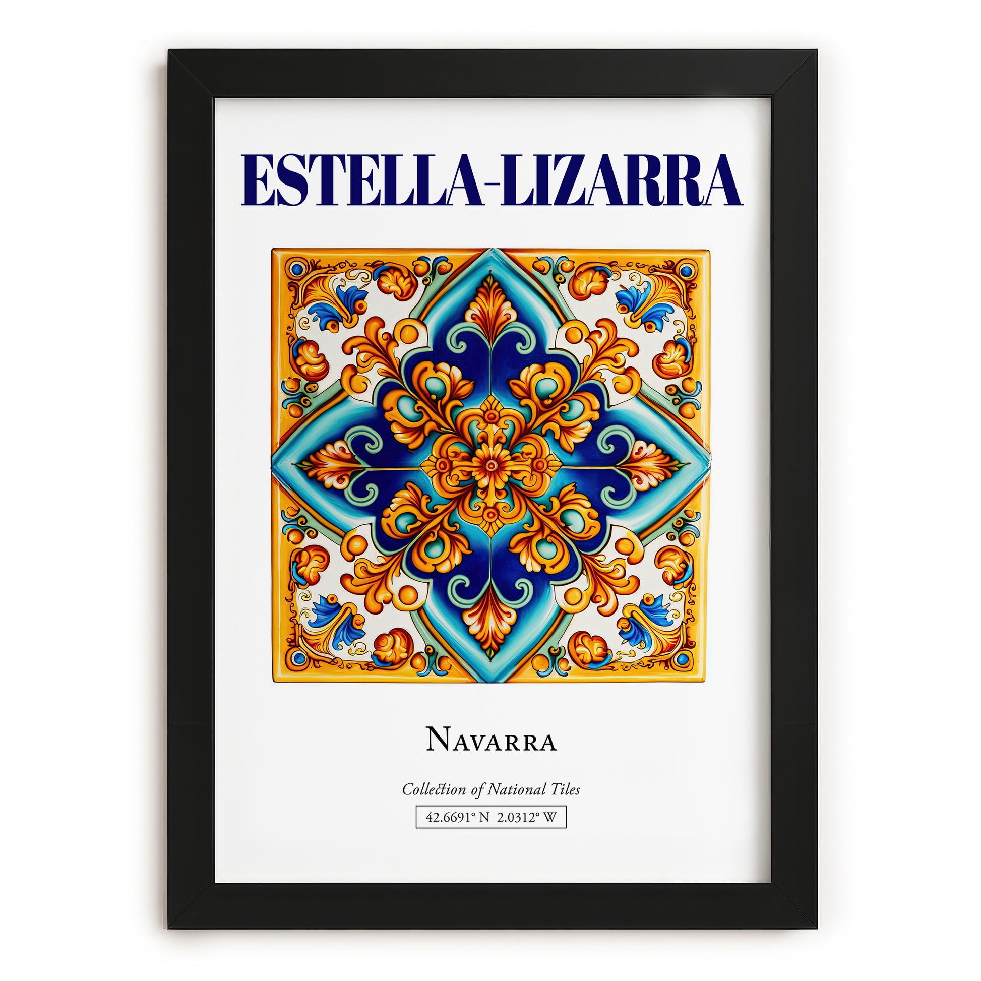 Estella-Lizarra, Spain – Architectural Travel Art, in sleek black frame