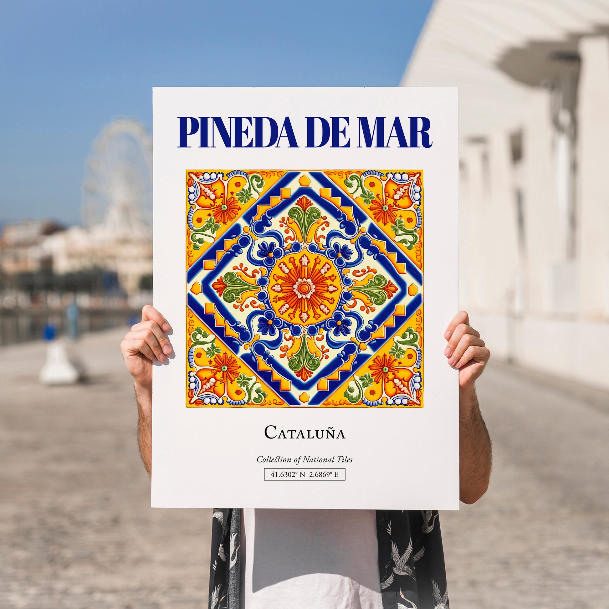 Pineda de Mar, Spain – Travel Print, no-text version framed in wood