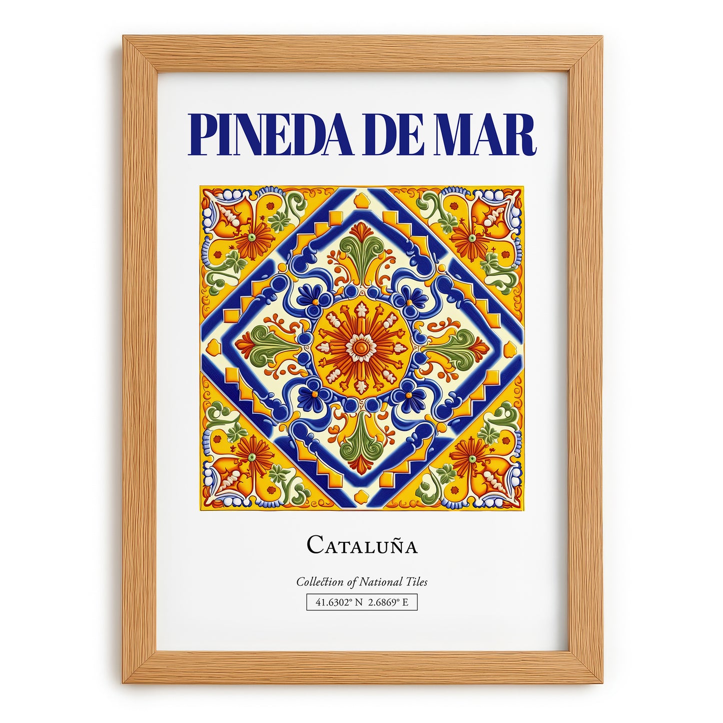 Pineda de Mar, Spain – Travel Print, set in oak frame