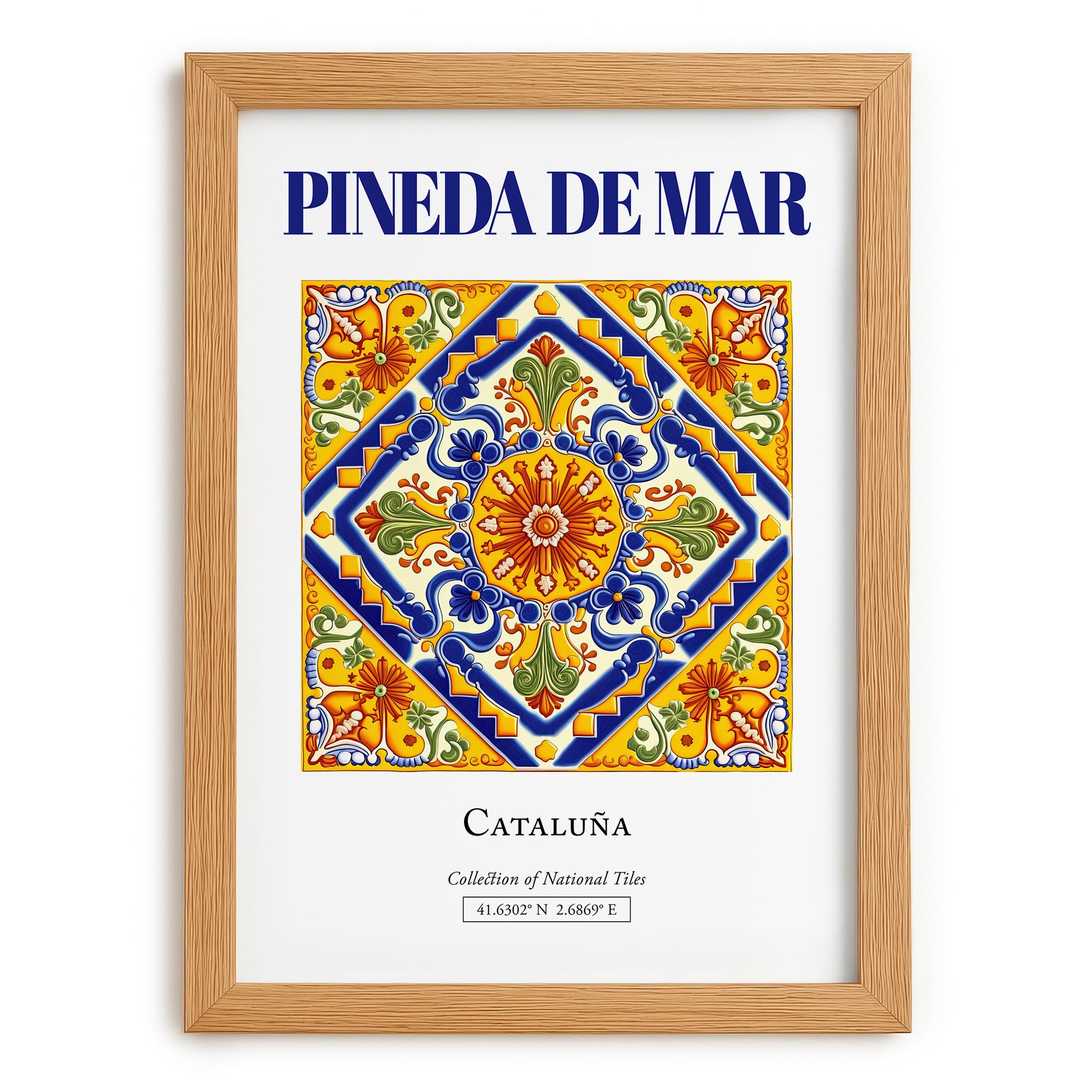 Pineda de Mar, Spain – Travel Print, set in oak frame