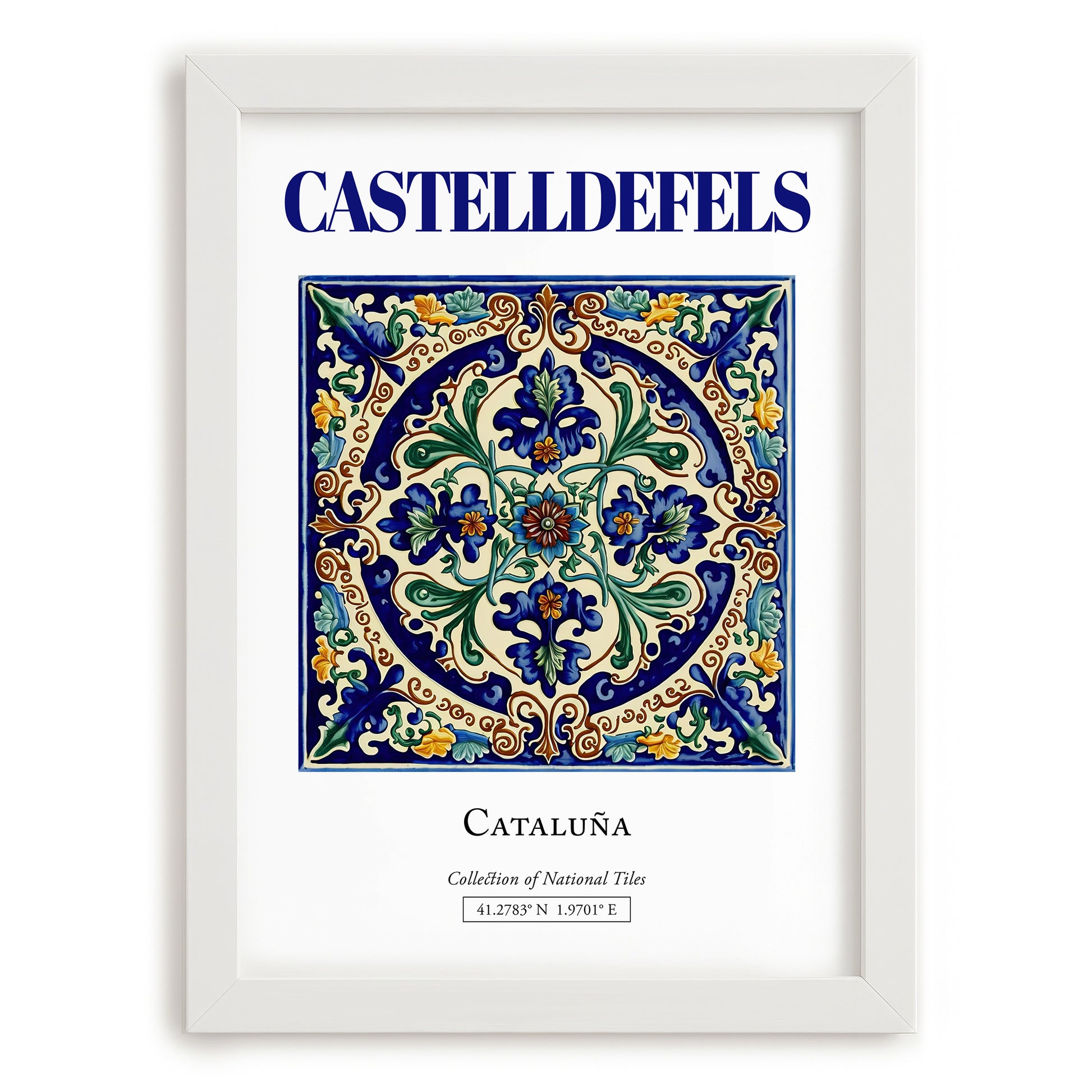 Castelldefels, Spain – Travel Print, placed in minimal white frame