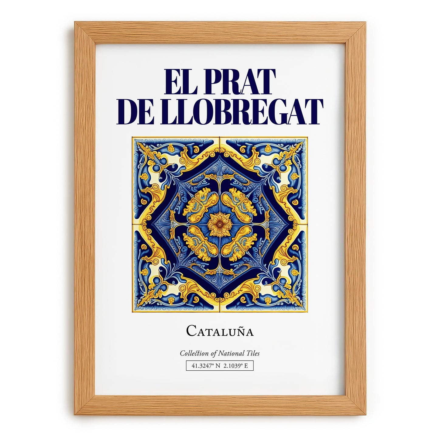 El Prat de Llobregat, Spain – Global Cities Wall Print, set in oak frame