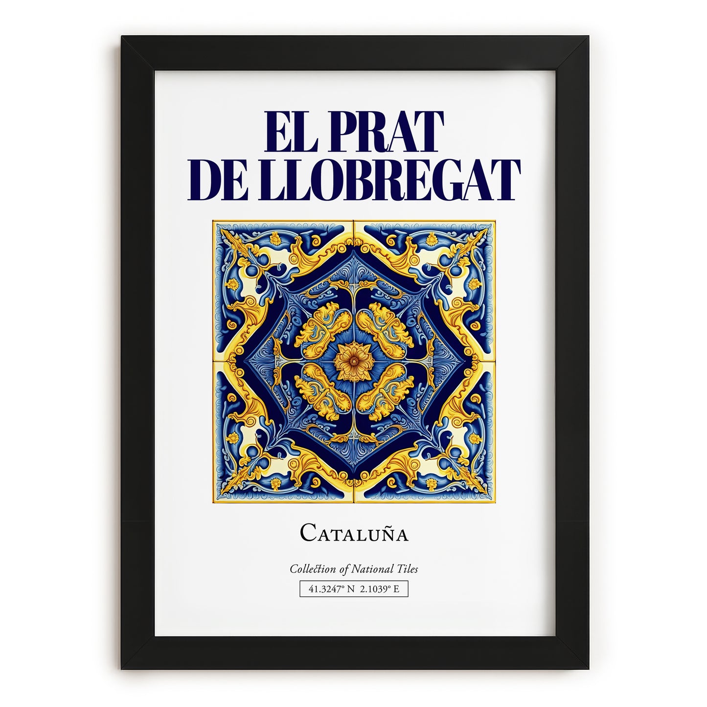 El Prat de Llobregat, Spain – Global Cities Wall Print, in sleek black frame