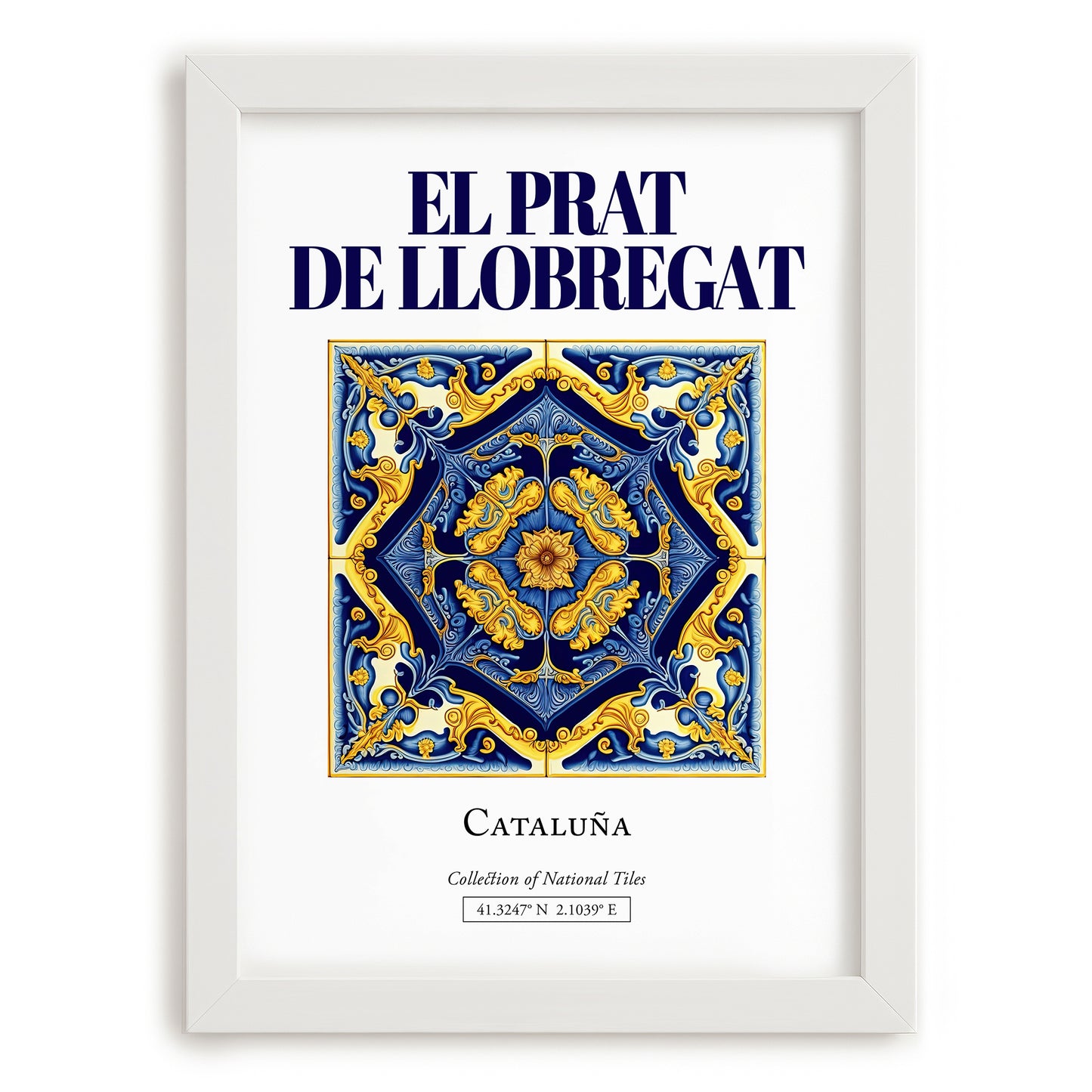 El Prat de Llobregat, Spain – Global Cities Wall Print, placed in minimal white frame