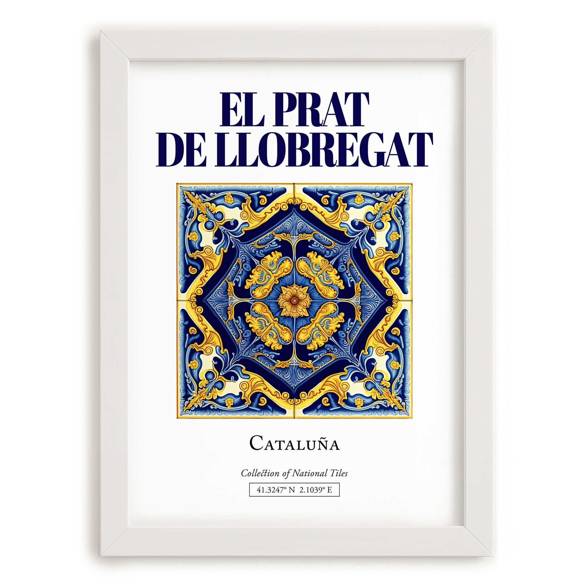 El Prat de Llobregat, Spain – Global Cities Wall Print, placed in minimal white frame