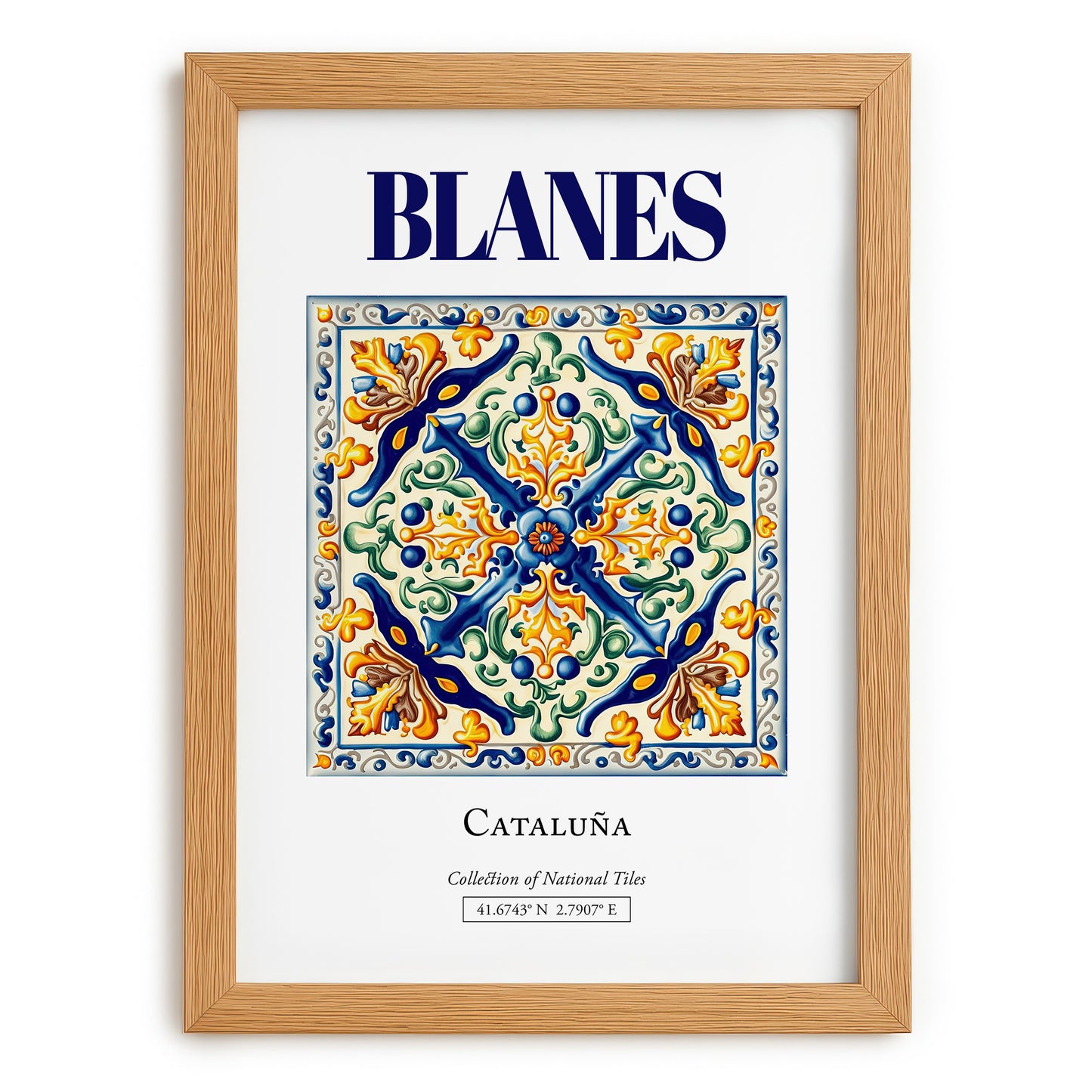 Blanes, Spain – Travel Print, set in oak frame
