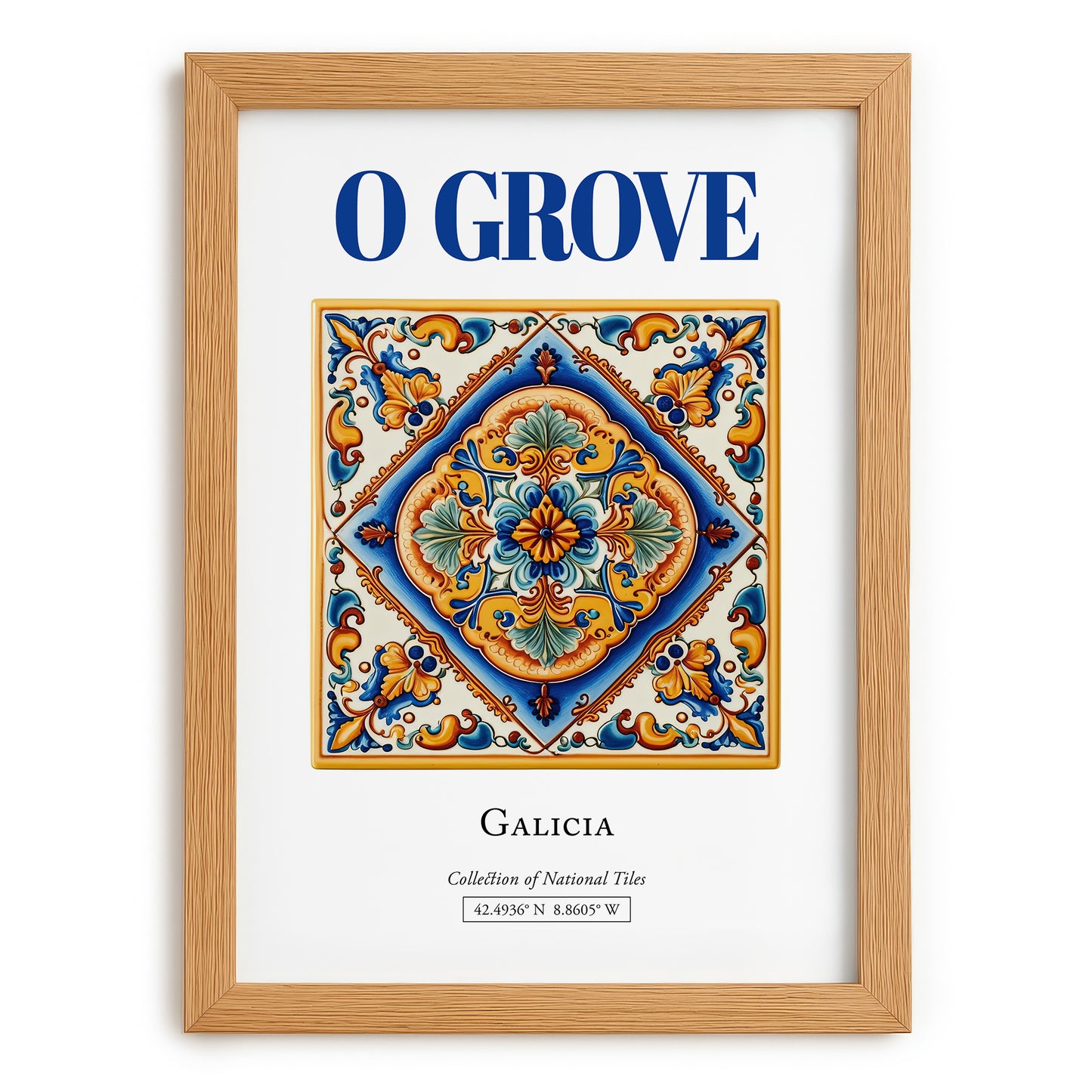 O Grove, Spain – Away From Home Poster, set in oak frame