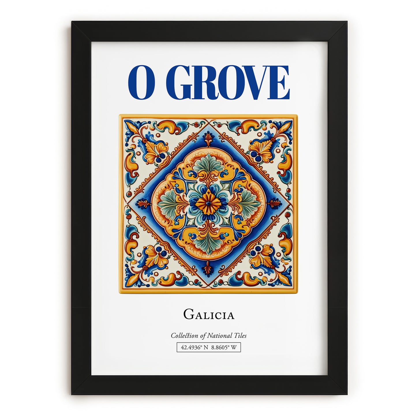 O Grove, Spain – Away From Home Poster, in sleek black frame