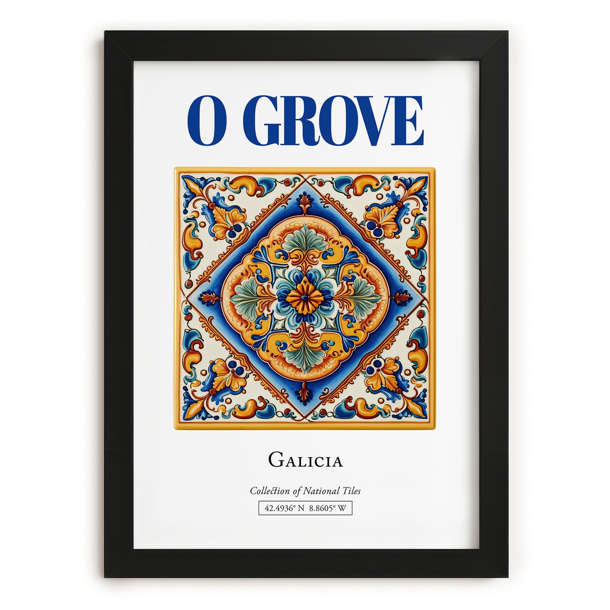 O Grove, Spain – Away From Home Poster, in sleek black frame