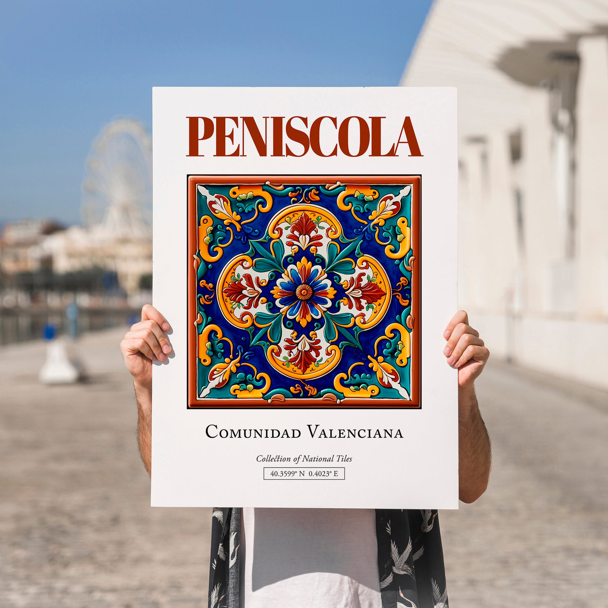 Peniscola, Spain – World Travel Art, no-text version framed in wood