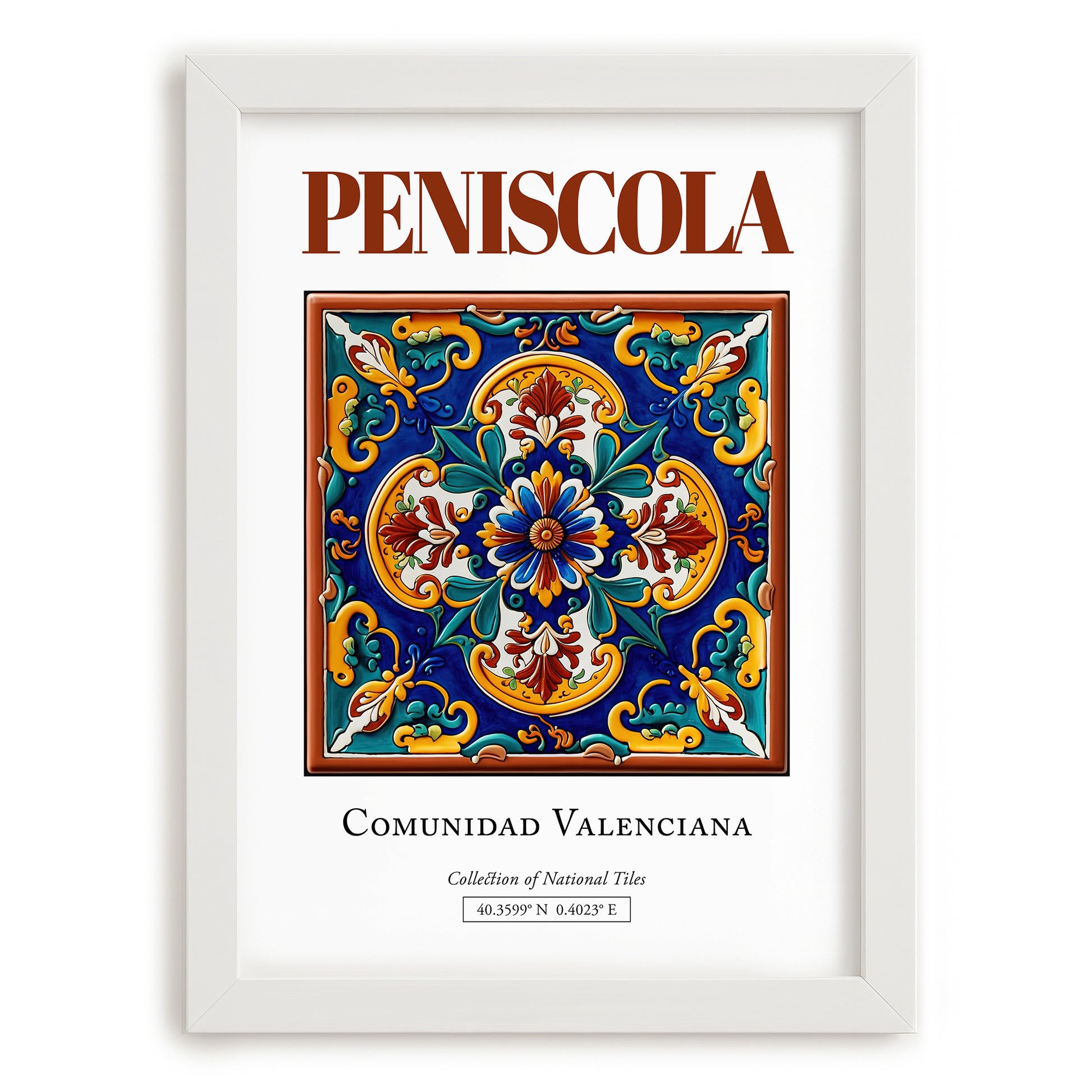 Peniscola, Spain – World Travel Art, placed in minimal white frame