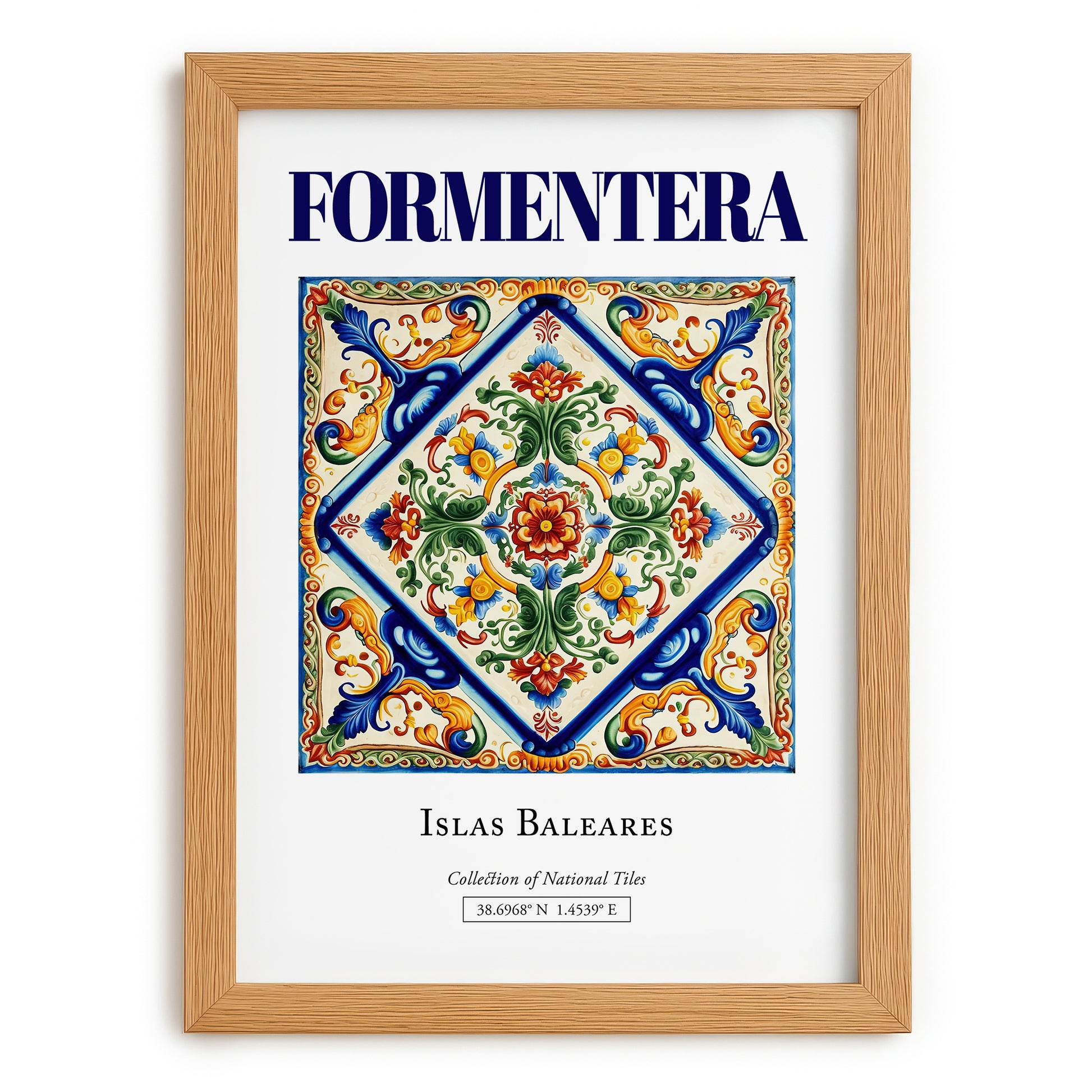 Formentera, Spain – Architectural Travel Art, set in oak frame