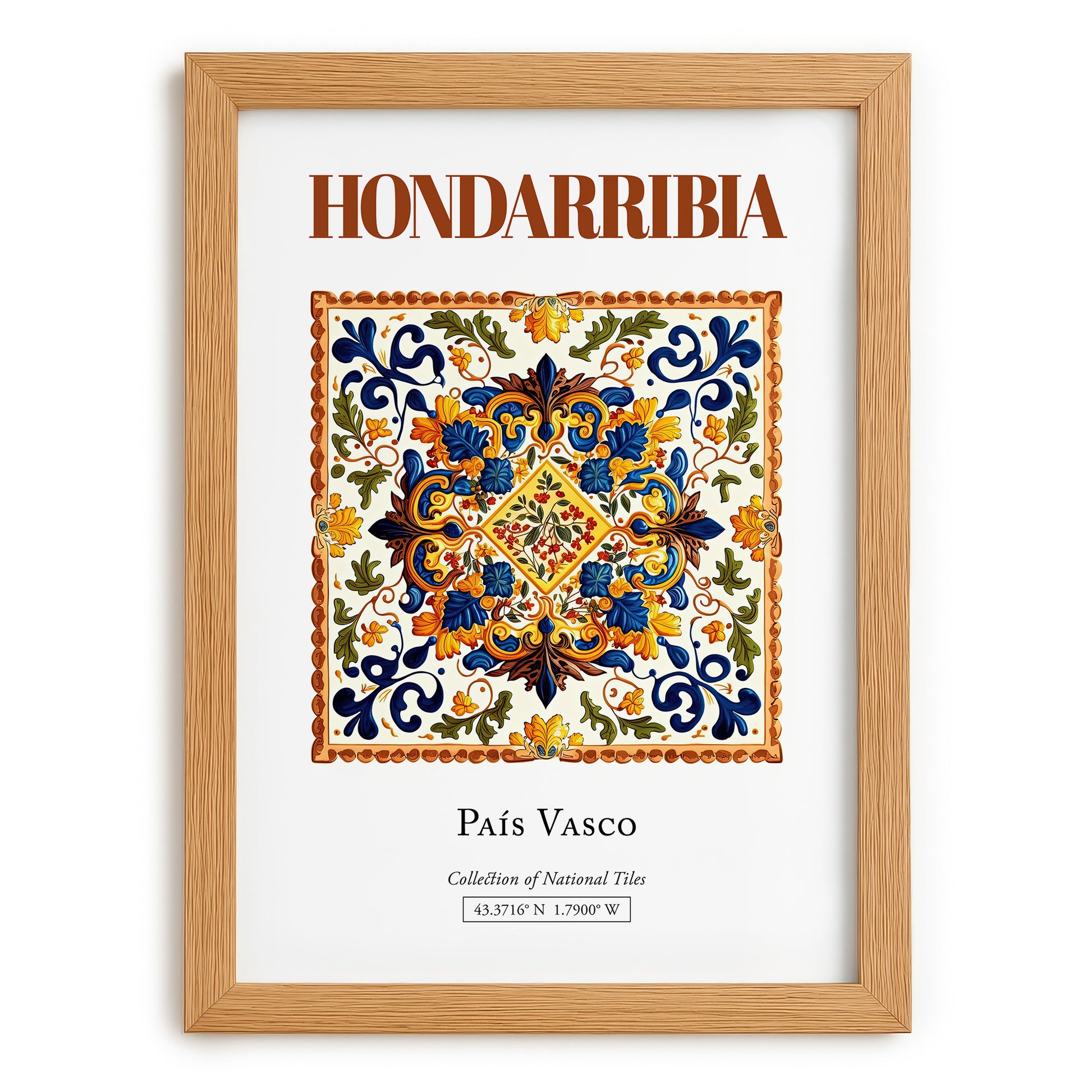 Hondarribia, Spain – Travel Poster, set in oak frame
