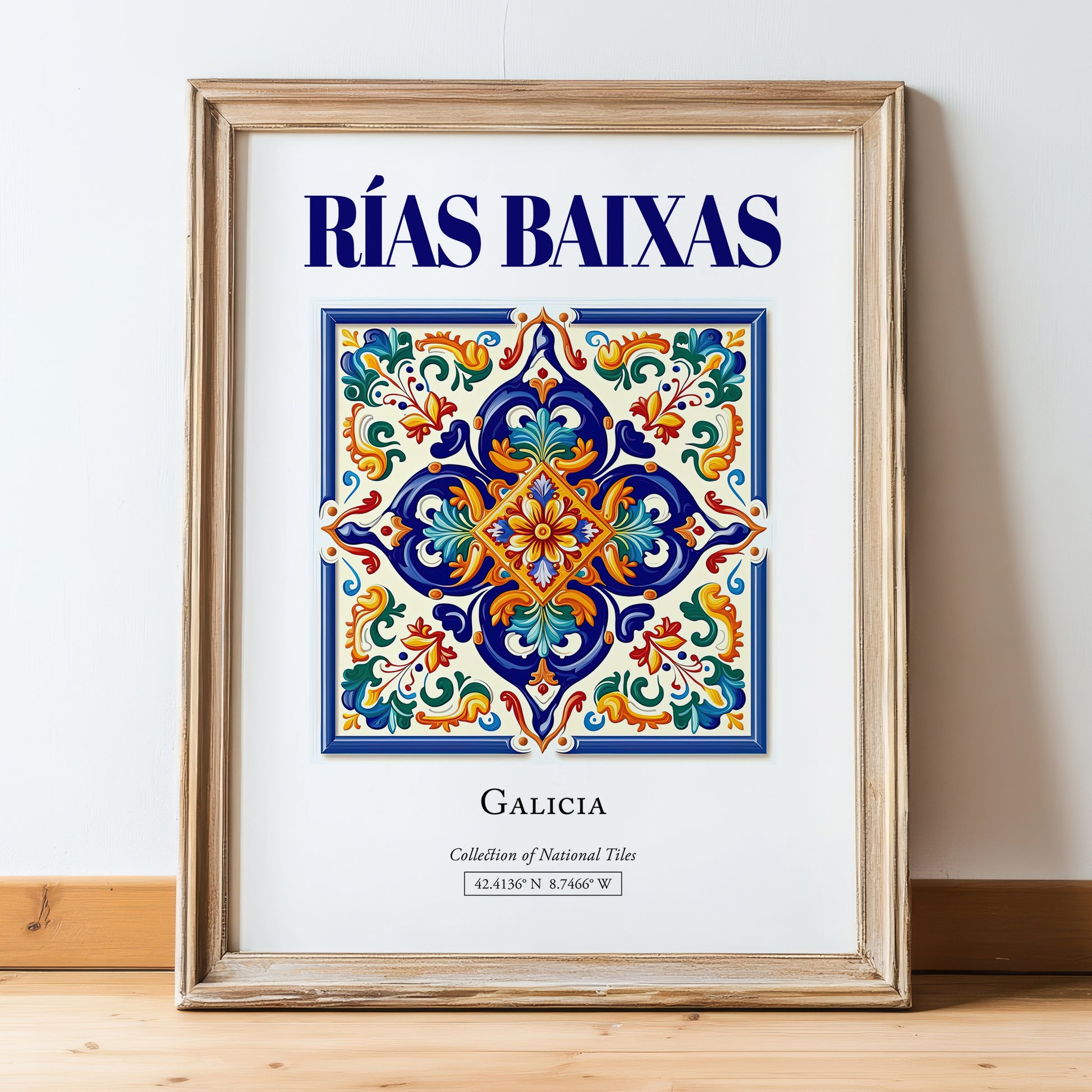 Rías Baixas, Spain – Travel Wall Decor, in wooden frame leaning on the floor