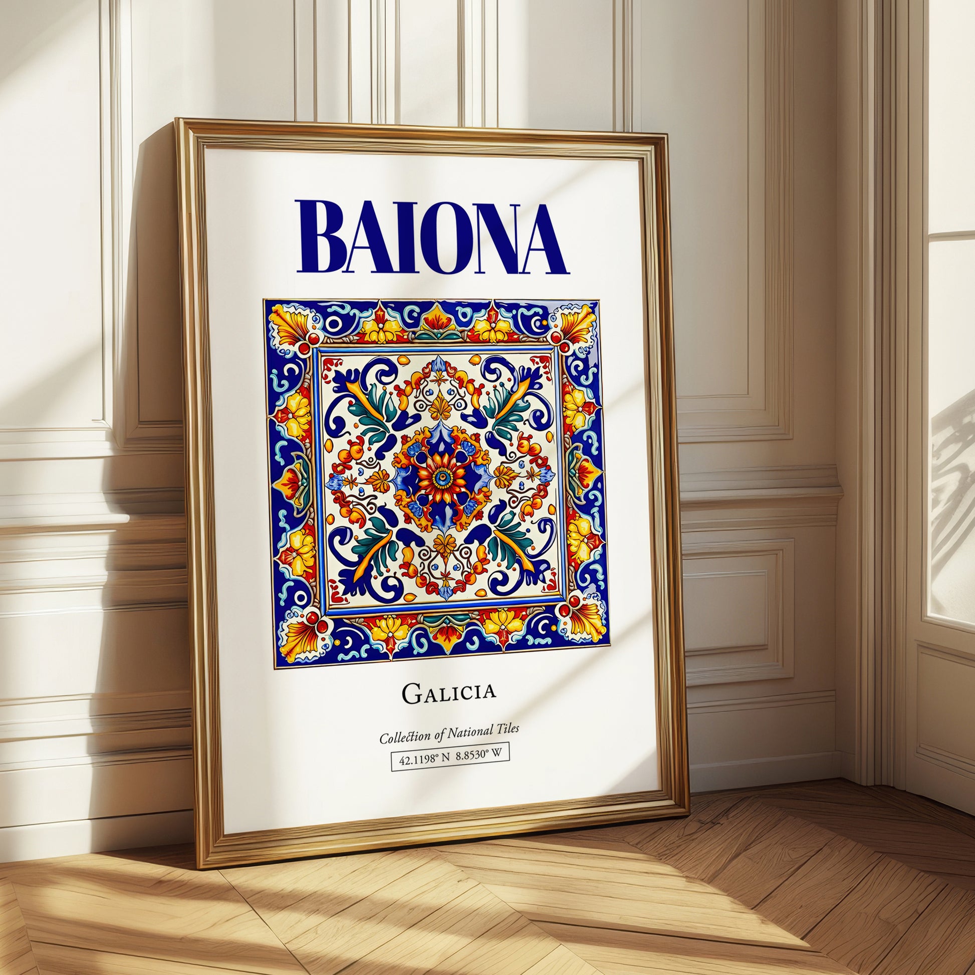 Baiona, Spain – Retro Travel Poster, styled in a charming Paris street view
