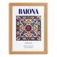 Baiona, Spain – Retro Travel Poster, set in oak frame