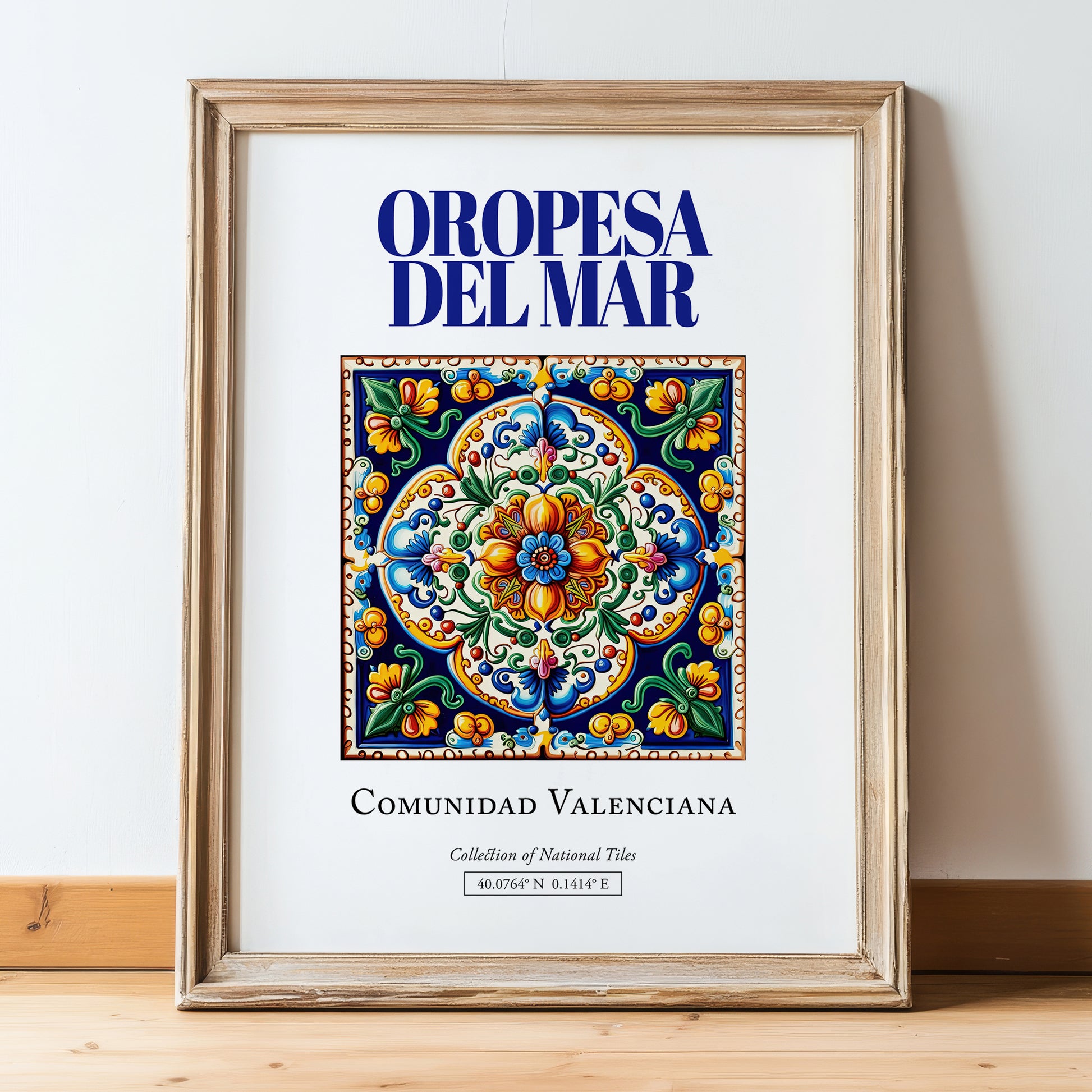 Oropesa del Mar, Spain – Country Culture Poster, in wooden frame leaning on the floor