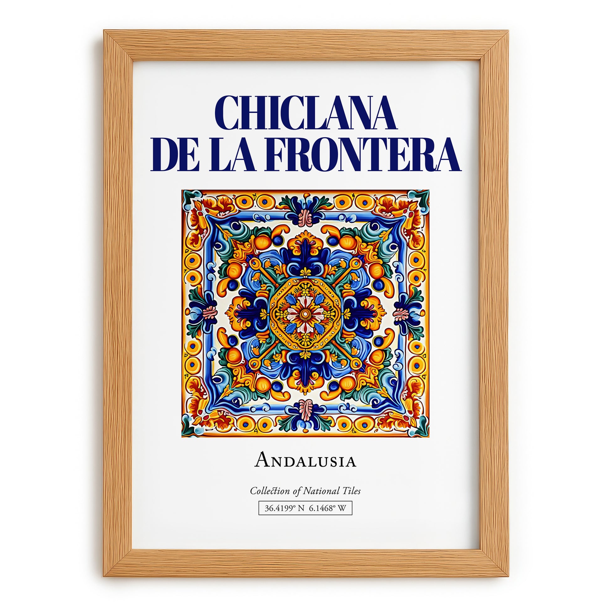 Chiclana de la Frontera, Spain – Travel Destination Art, set in oak frame