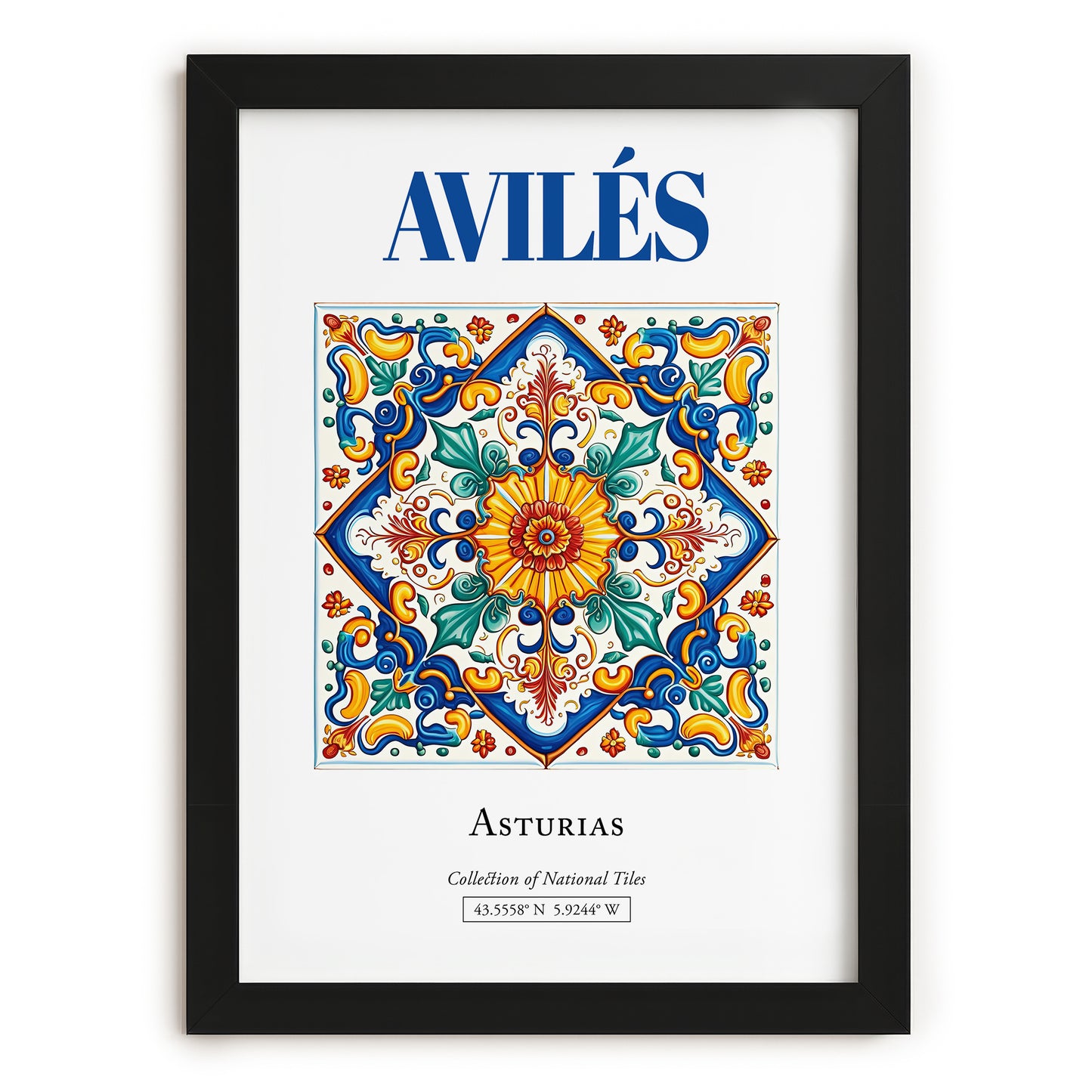 Avilés, Spain – Travel Print, in sleek black frame
