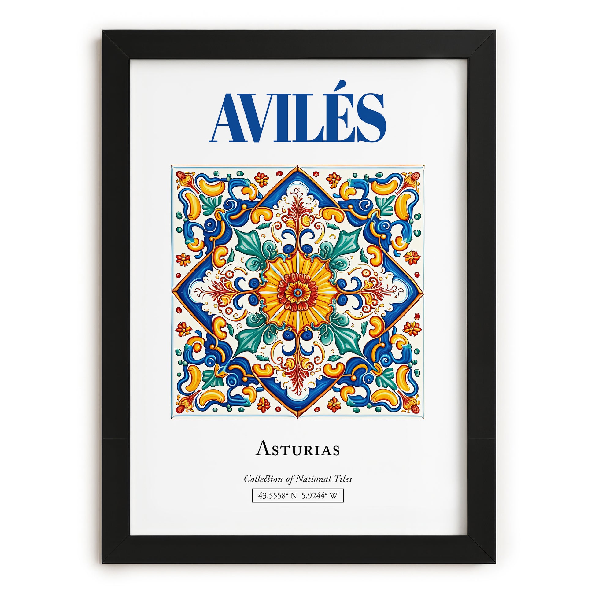 Avilés, Spain – Travel Print, in sleek black frame