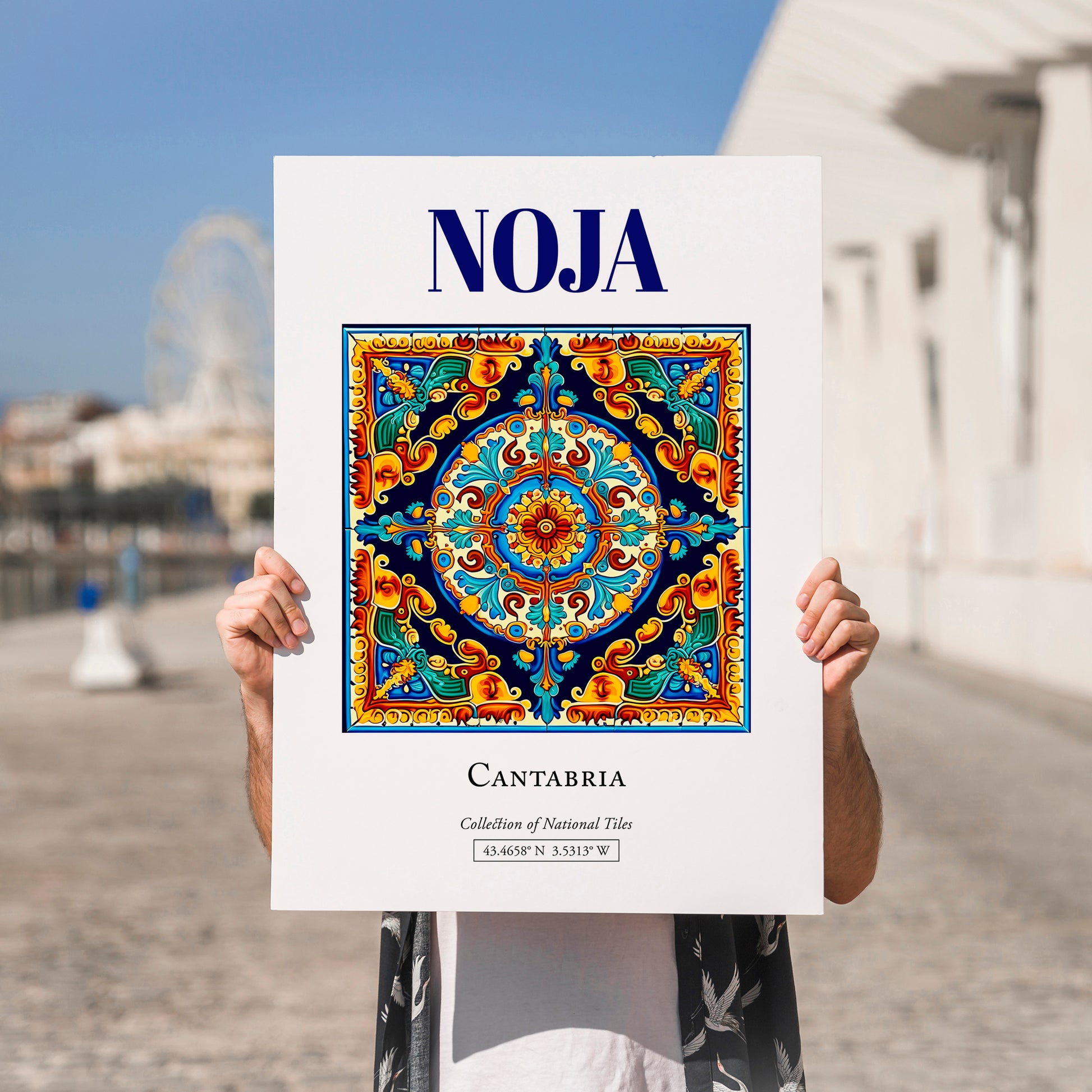 Noja, Spain – Travel Wall Art, no-text version framed in wood