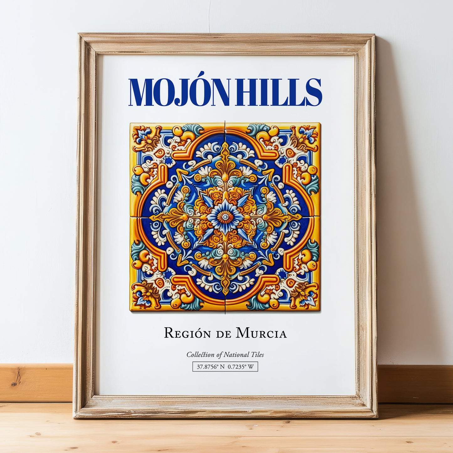 Mojón Hills, Spain – World Travel Art, in wooden frame leaning on the floor