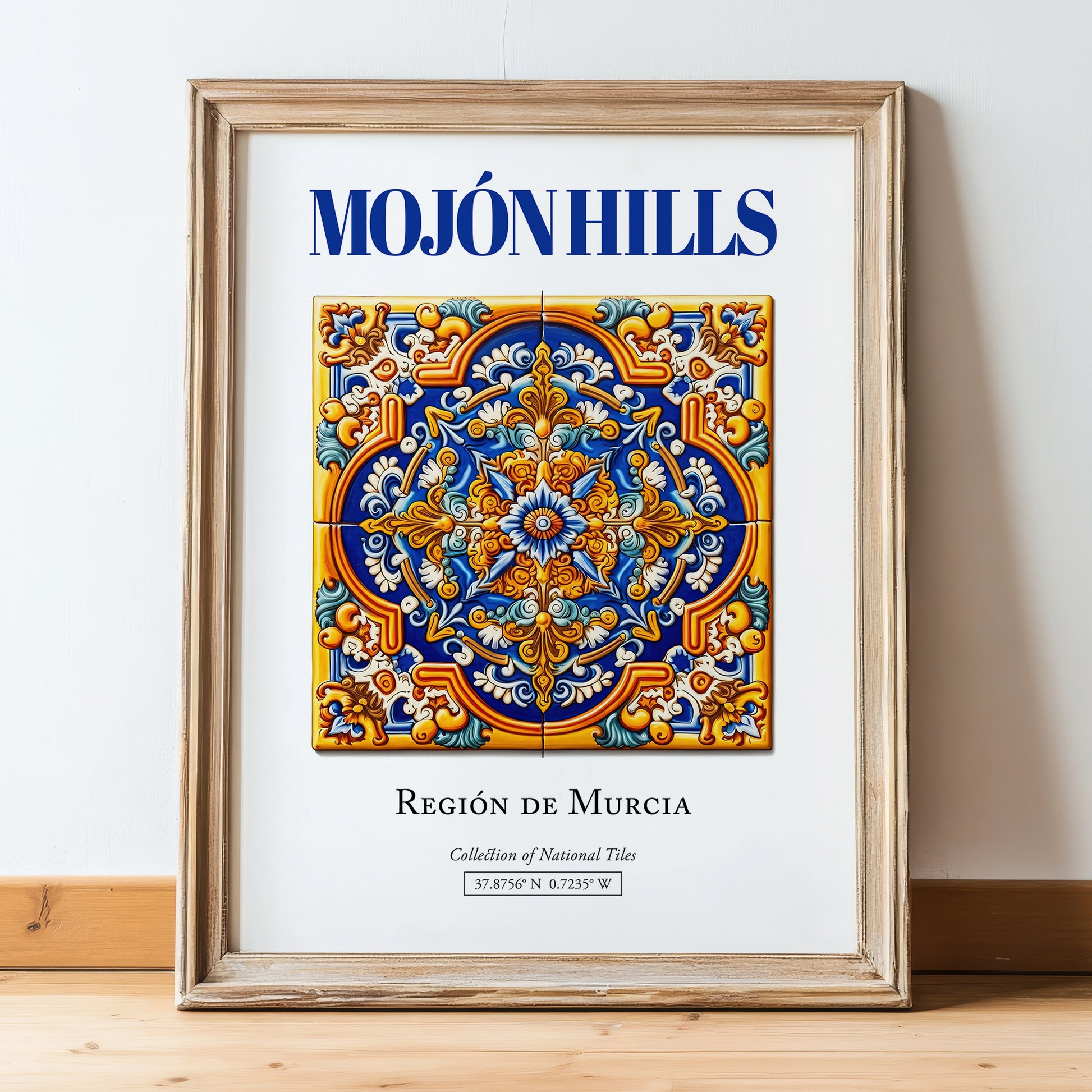 Mojón Hills, Spain – World Travel Art, in wooden frame leaning on the floor