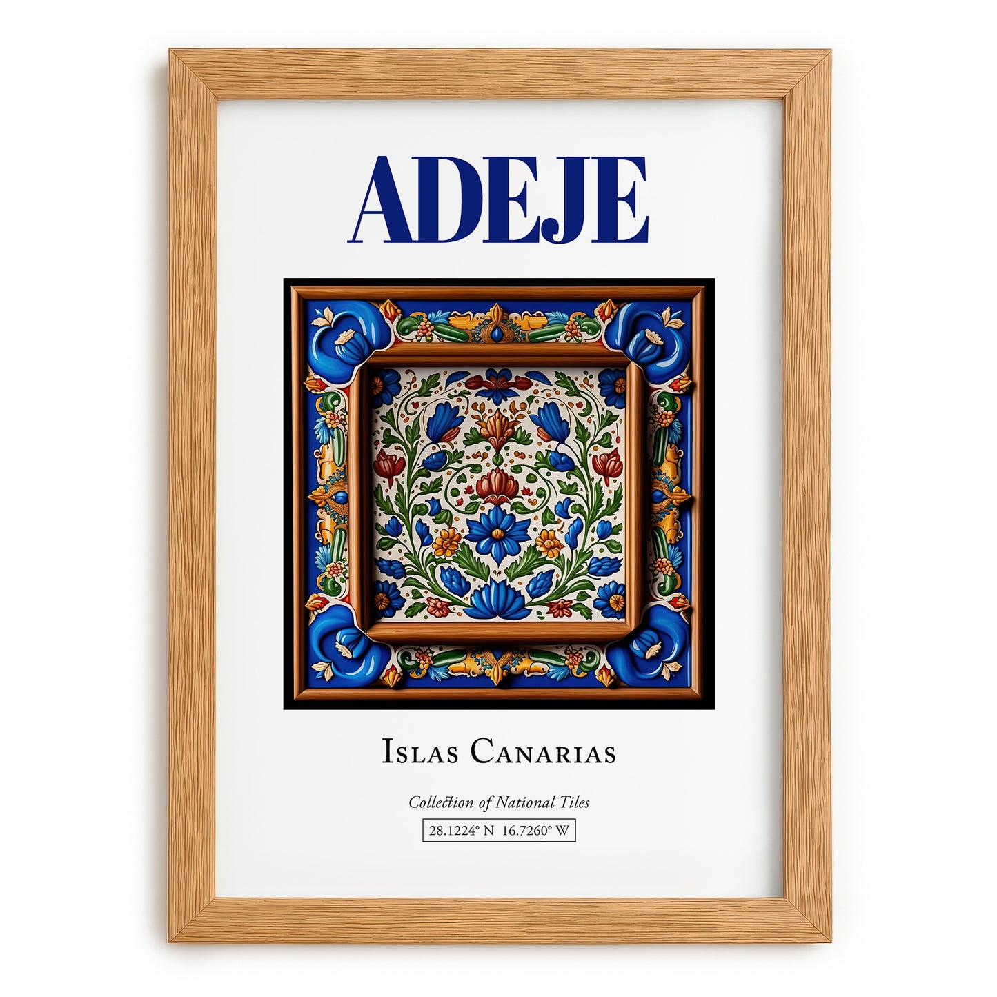 Adeje, Spain – World Heritage Travel Poster, set in oak frame