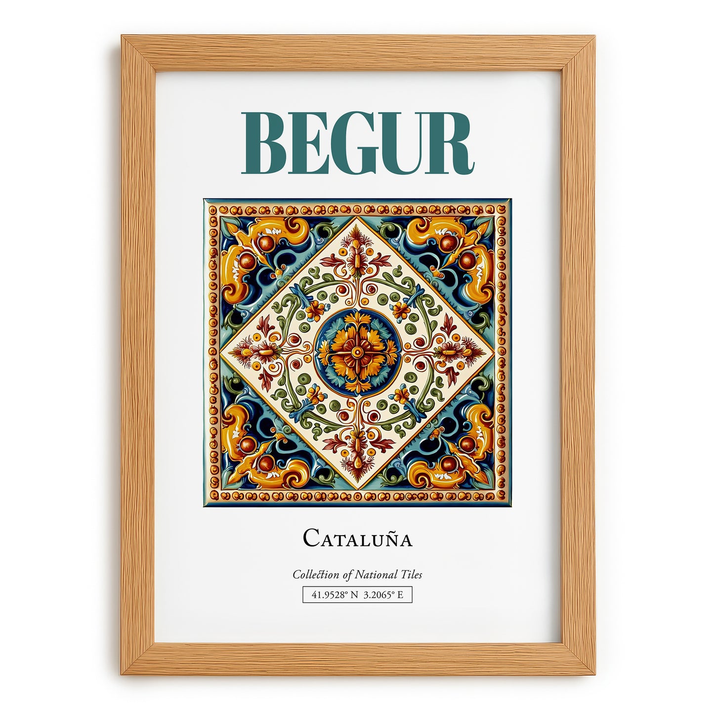 Begur, Spain – Travel Poster, set in oak frame