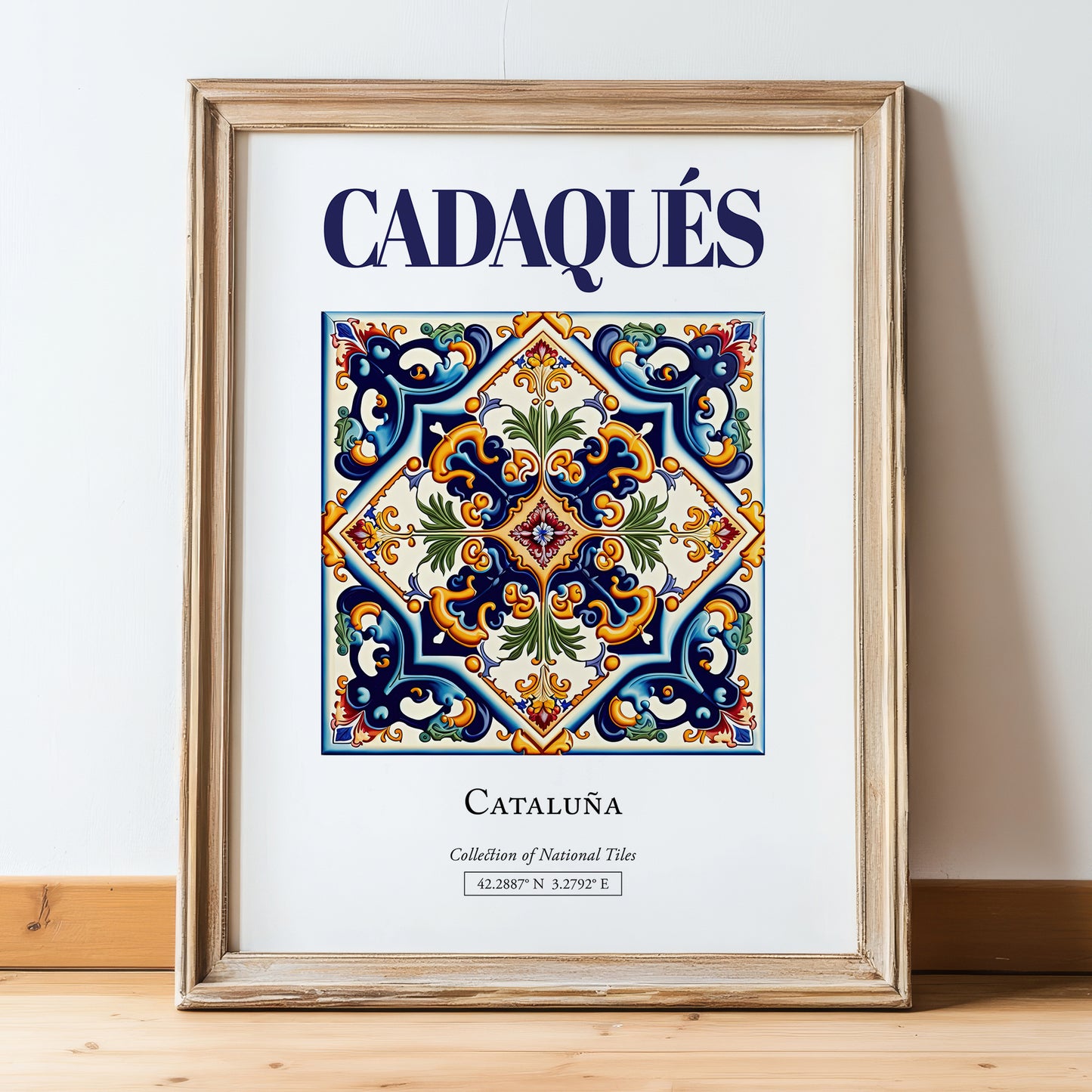 Cadaqués, Spain – Travel Print, in wooden frame leaning on the floor