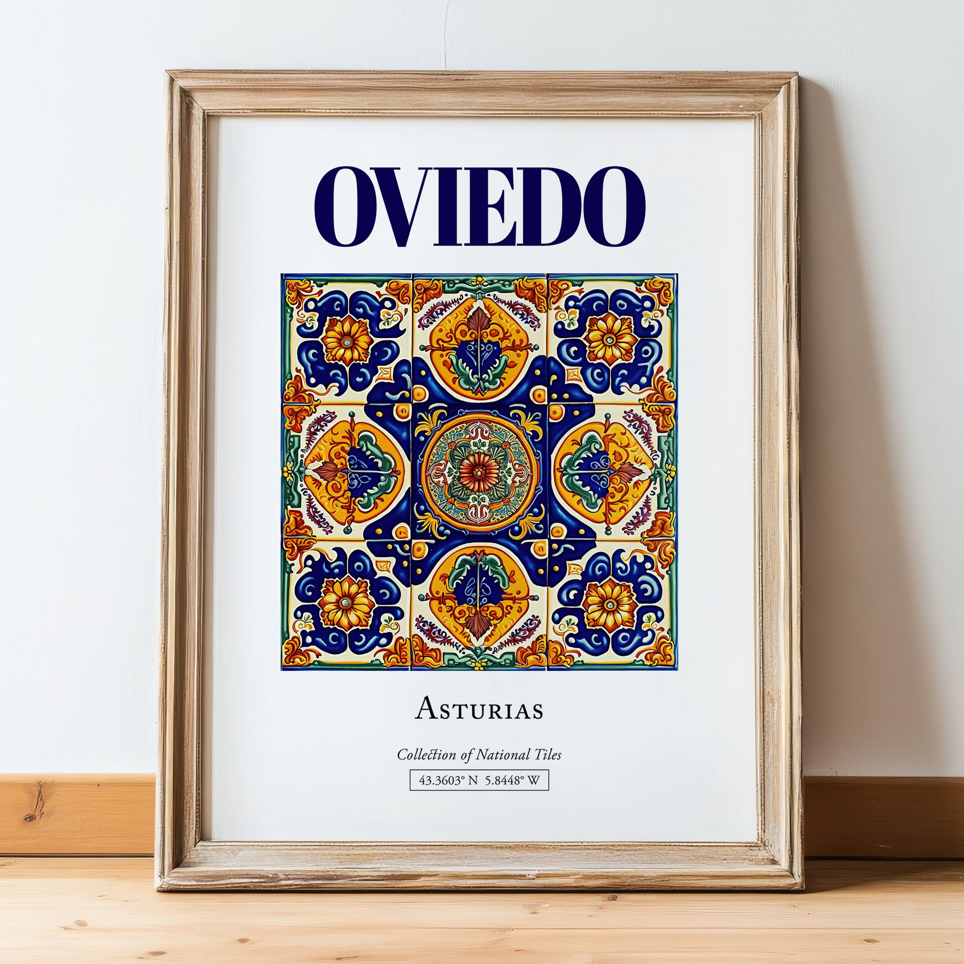 Oviedo, Spain – Global Wall Art, in wooden frame leaning on the floor