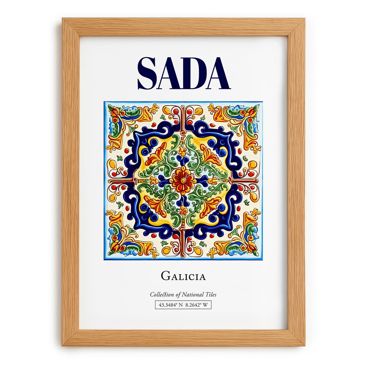 Sada, Spain – Travel Print, set in oak frame