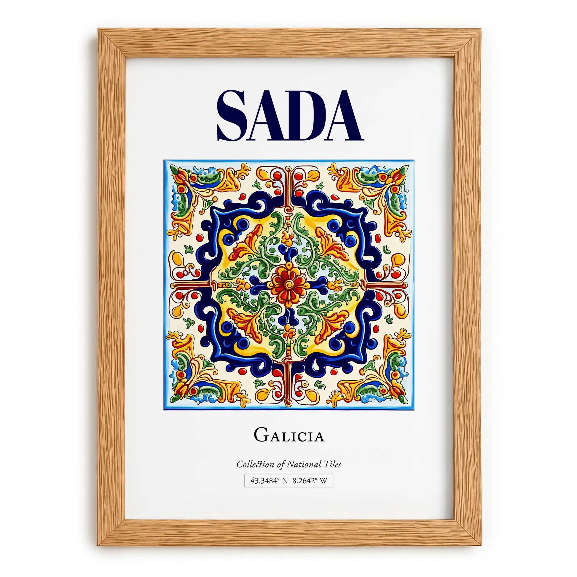 Sada, Spain – Travel Print, set in oak frame
