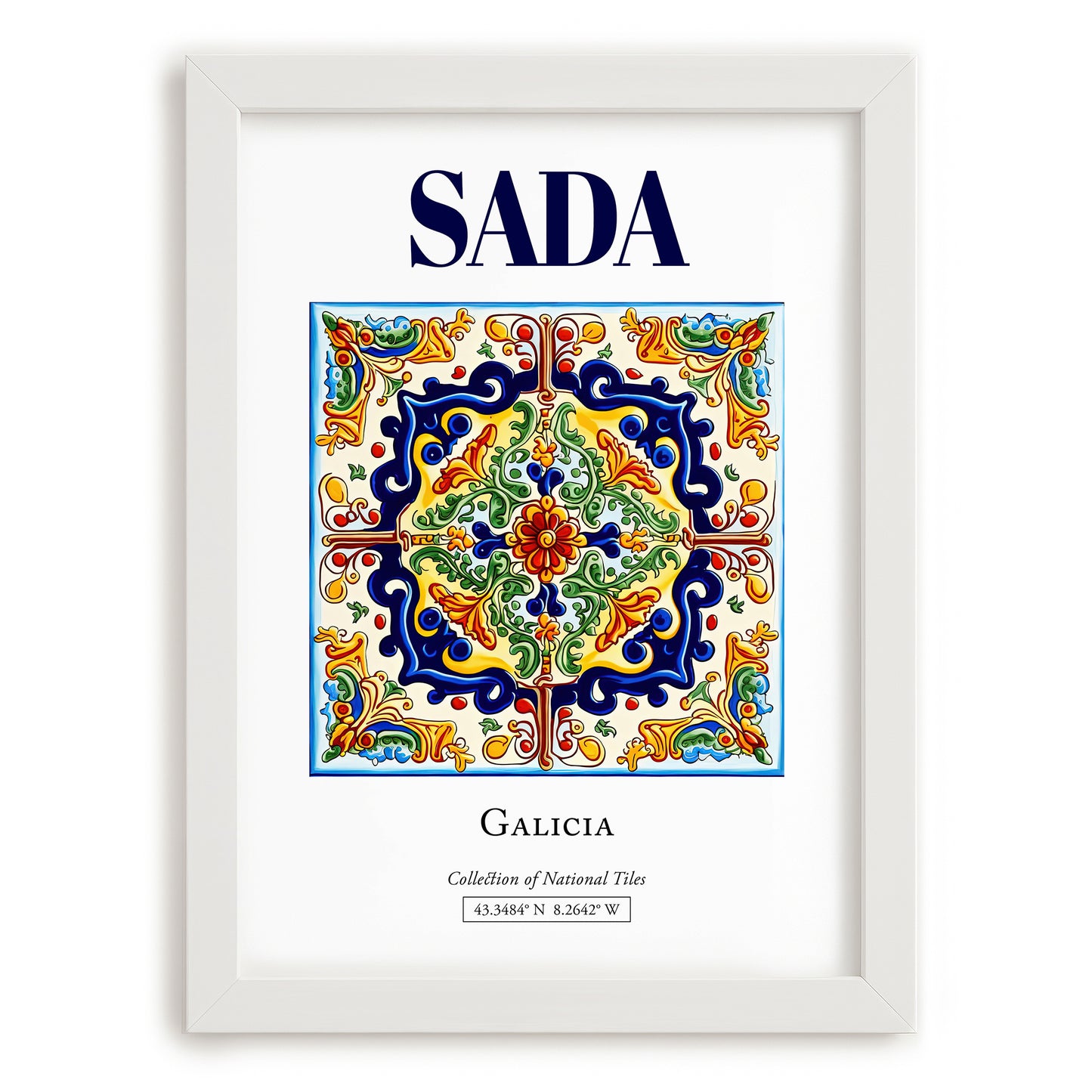 Sada, Spain – Travel Print, placed in minimal white frame