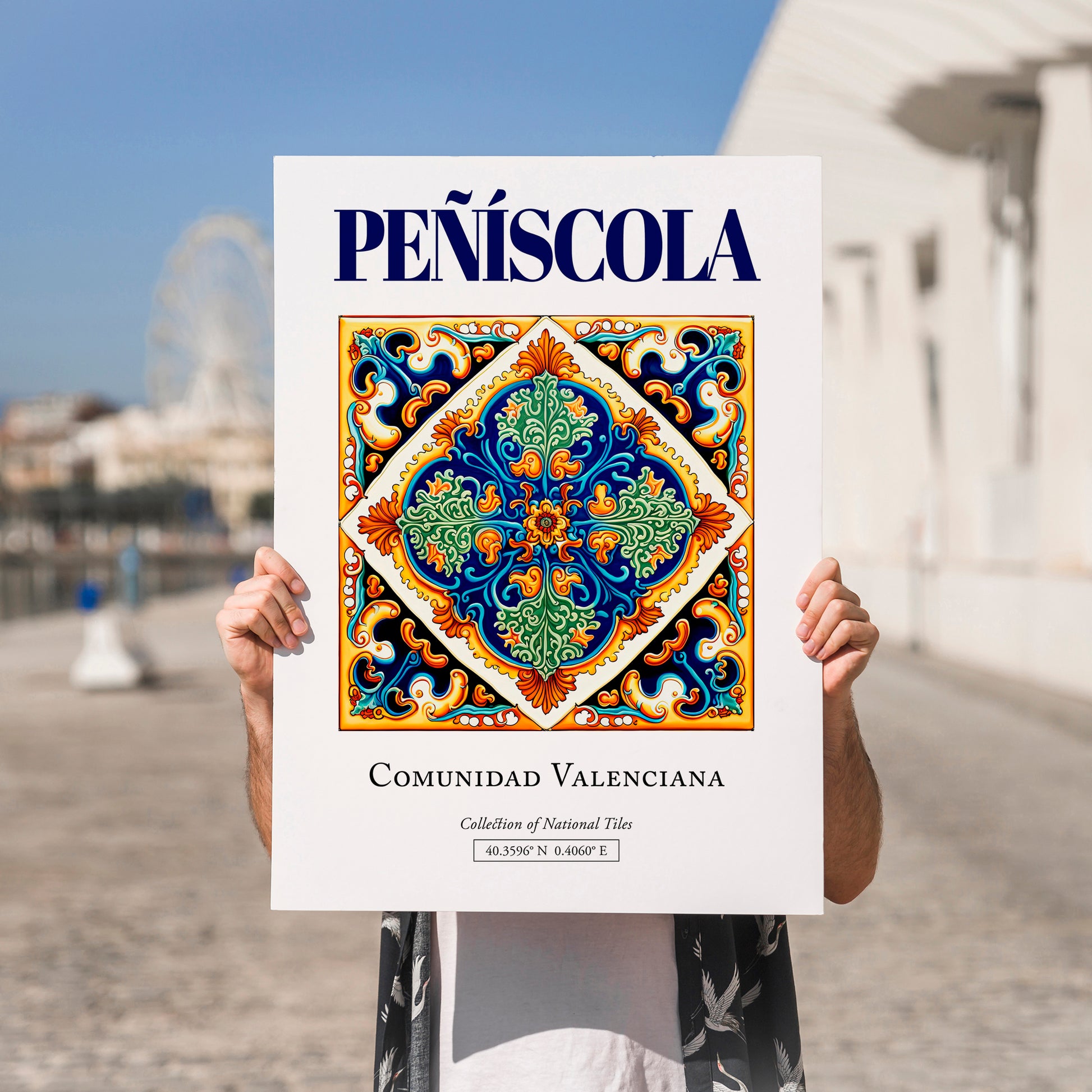 Peñíscola, Spain – World Travel Art, no-text version framed in wood