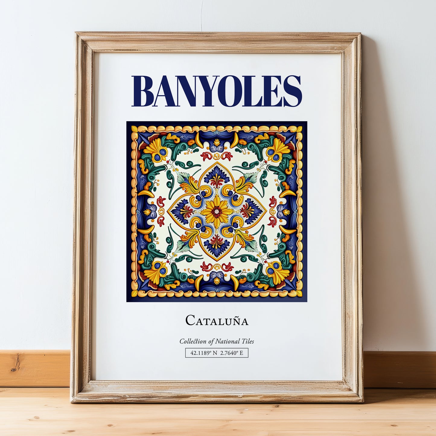 Banyoles, Spain – Travel Print, in wooden frame leaning on the floor