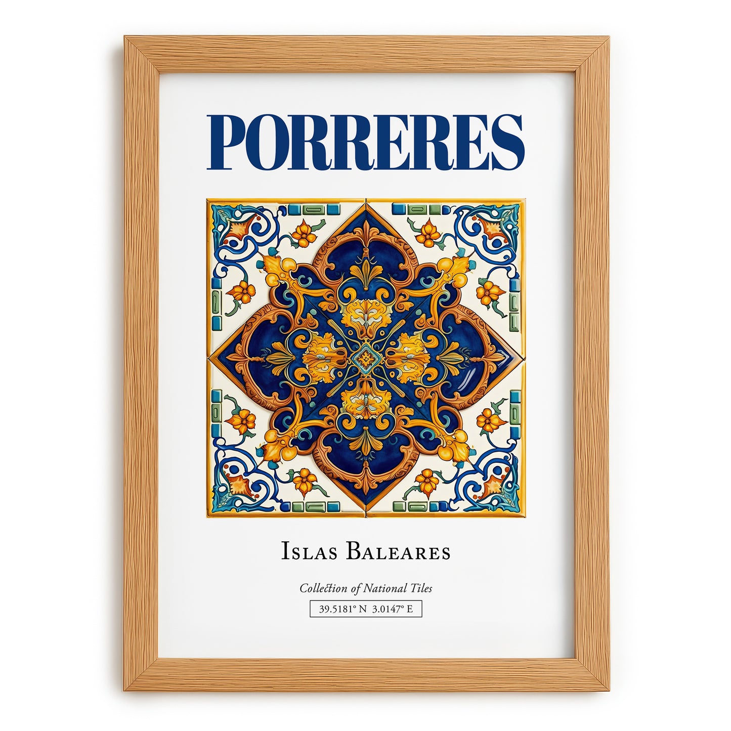 Porreres, Spain – Travel Print, set in oak frame